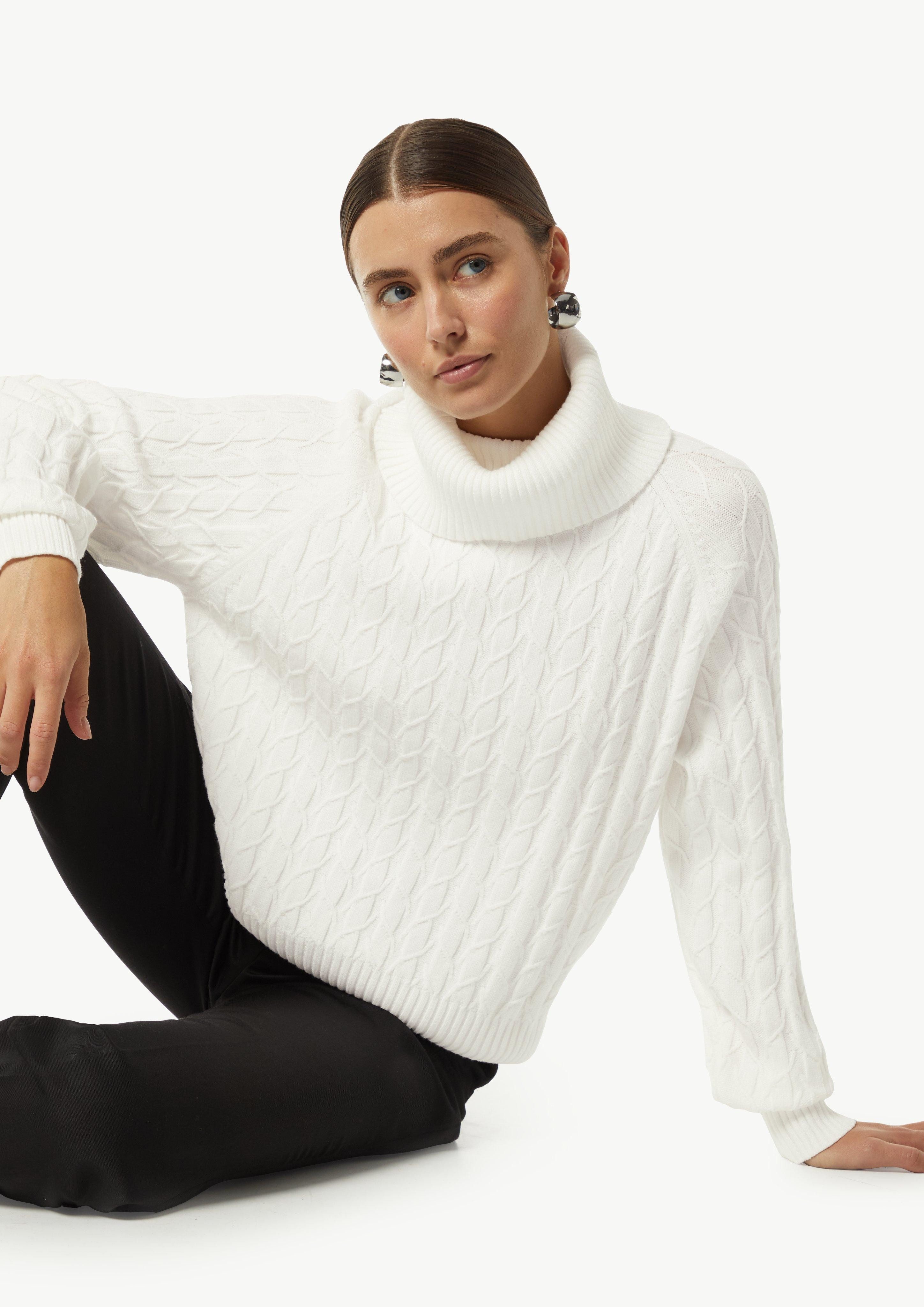 comma Langarmshirt Strickpullover mit hohem Rollkragen günstig online kaufen