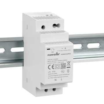 Poppstar DIN Rail Netzteil 12V 24 Watt Hutschienen-Netzteil (Klingeltrafo mit Input 100-240V AC, Output 12 V DC 2 A 54 W)