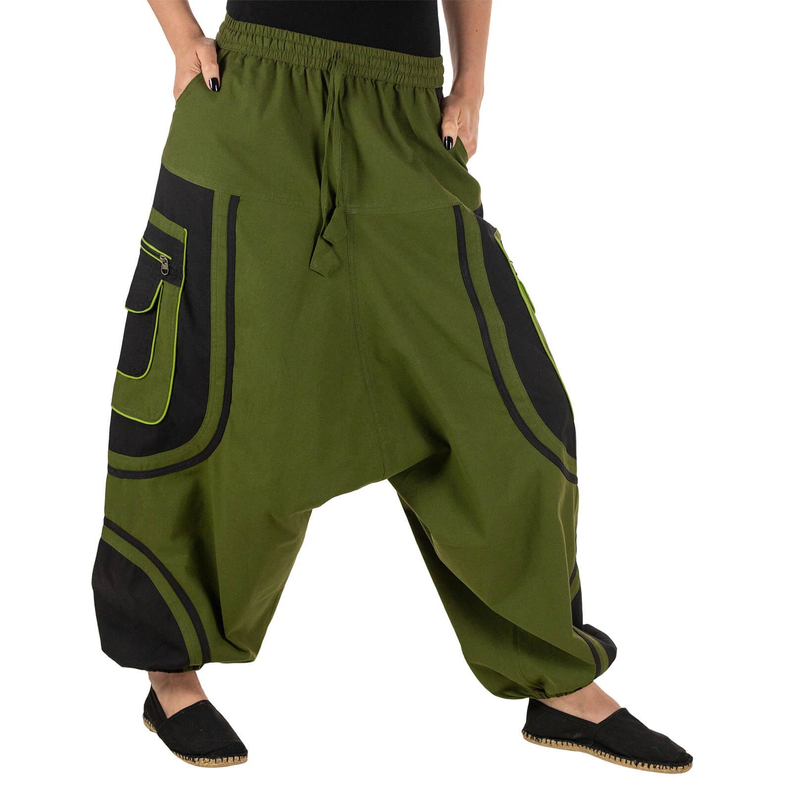 und Magie Herren Kunst Pluderhose Orientalische Haremshose Green KUNST Hose Goa Haremshose Schwarz / Army MAGIE UND