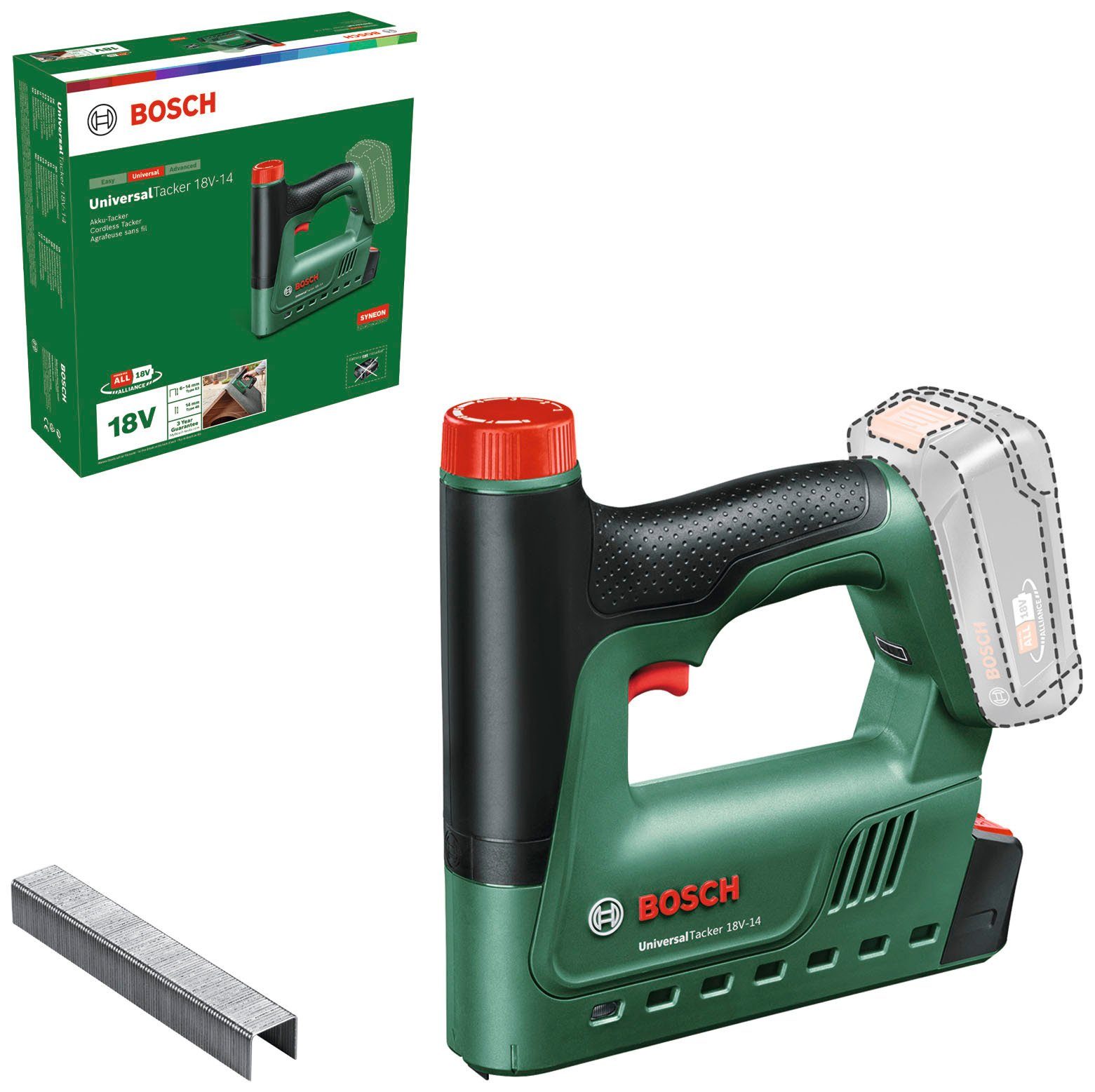 18V-14 ohne Garden UniversalTacker - Bosch Ladegerät Home solo, Akku und & Akku-Tacker