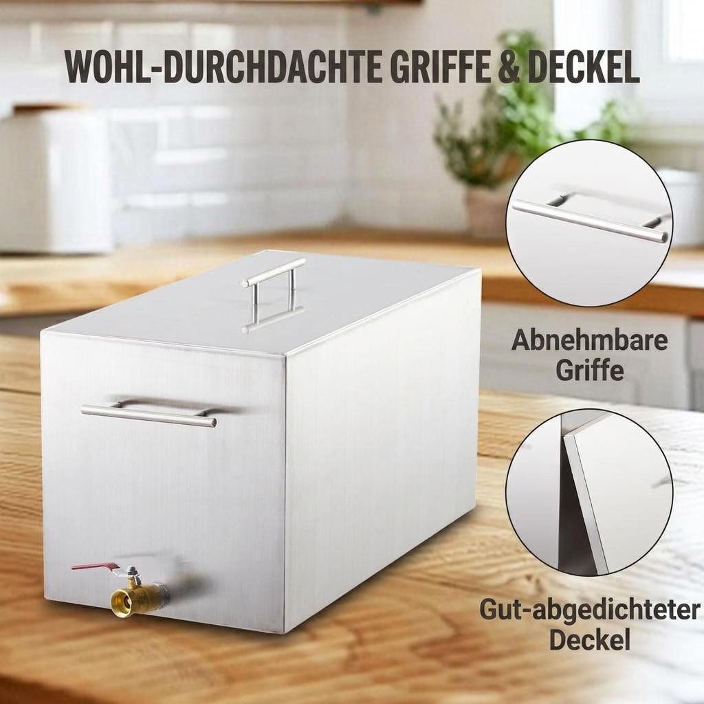 GarveeMore Thermobehälter 15‑Qt Einkochtopf 304‑Edelstahl 57,79×27,94×29,21cm mit Einkochzange, 304 stainless steel, mit 2 Gittern, Wasserbad‑Dampfeinkochen, in – Bild 4 von 5