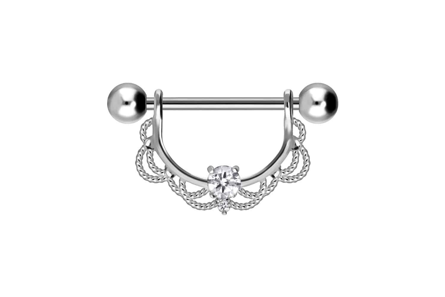 Brustwarzenpiercing Chirurgenstahl Nippelpiercing ORIENTALISCHES DESIGN + KRISTALL