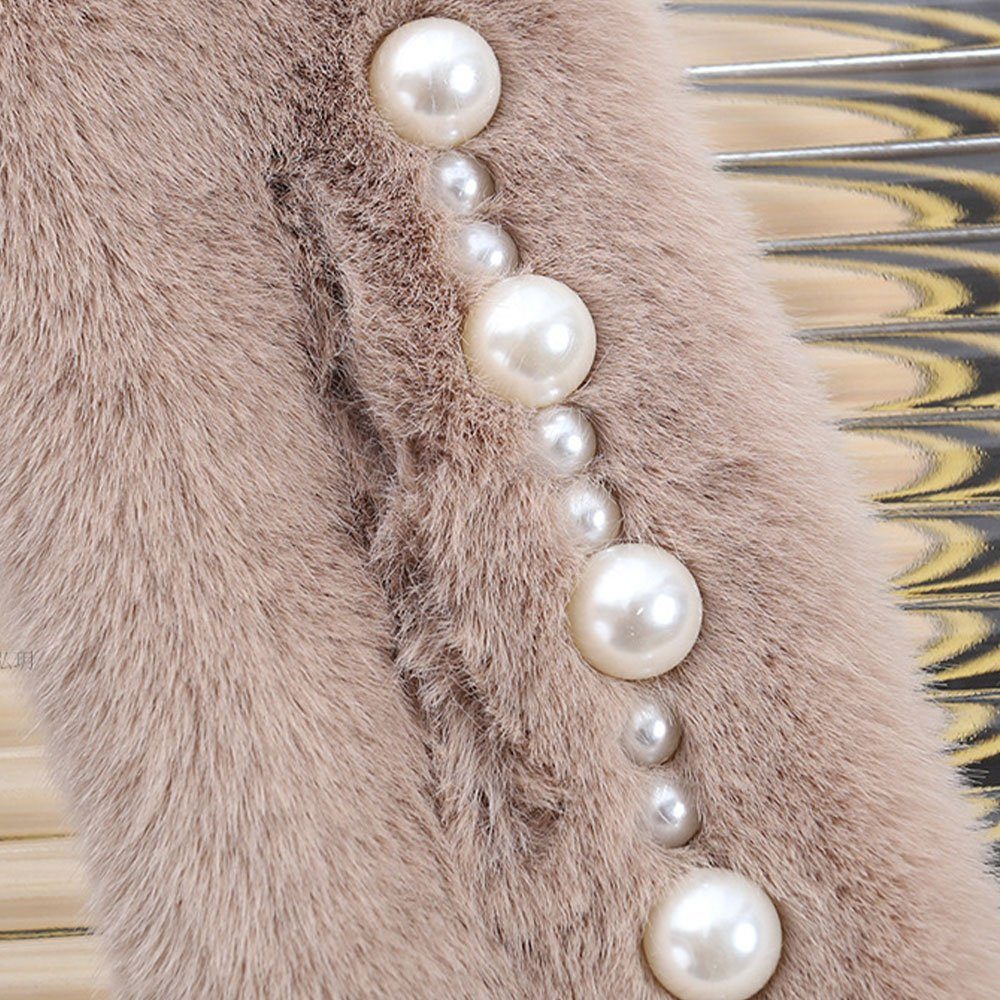 Warm Schal, Perlen Faux mit LAKKEC Plüsch Damen Pelz Gemütlich Warmer Kaninchen Modeschal Winter Schal Elegant Braun