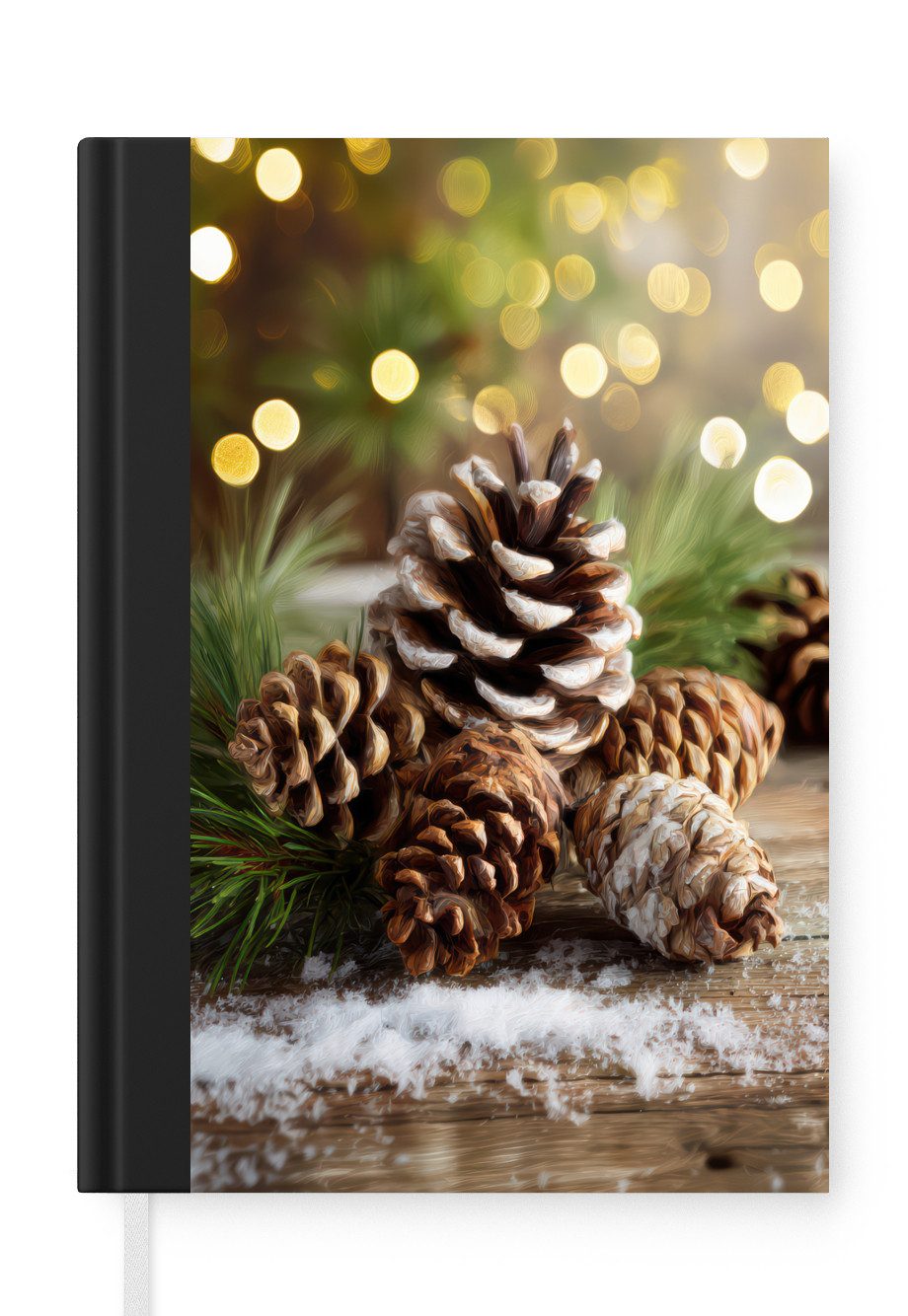 MuchoWow Notizbuch Tannenzapfen - Weihnachtsstimmung - Braun - Grün, Notebook, Notizblock a5, Tagebuch, Journal Liniert