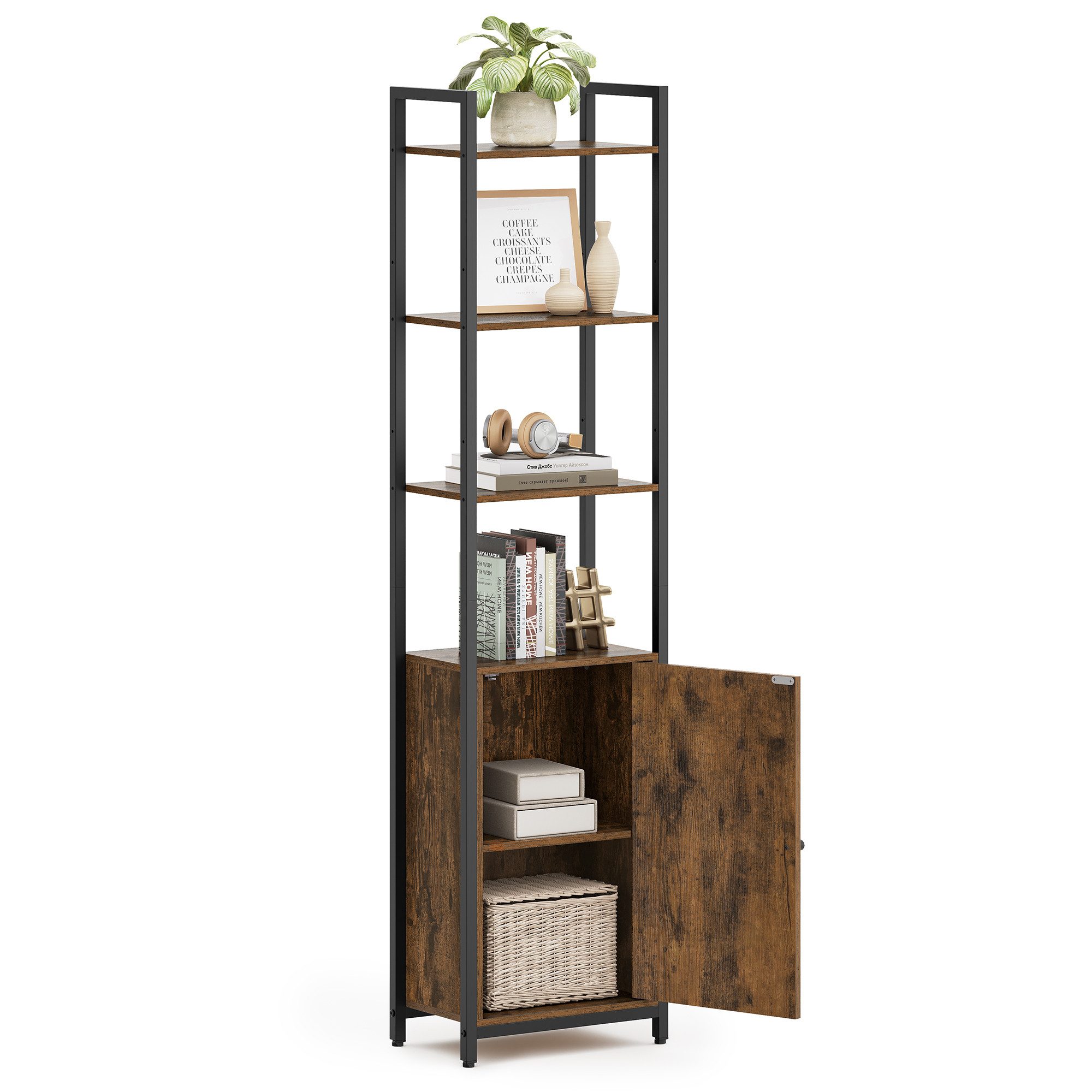 VASAGLE Bücherregal, 6 Ebenen, Regal, Standregal mit Türen günstig online kaufen