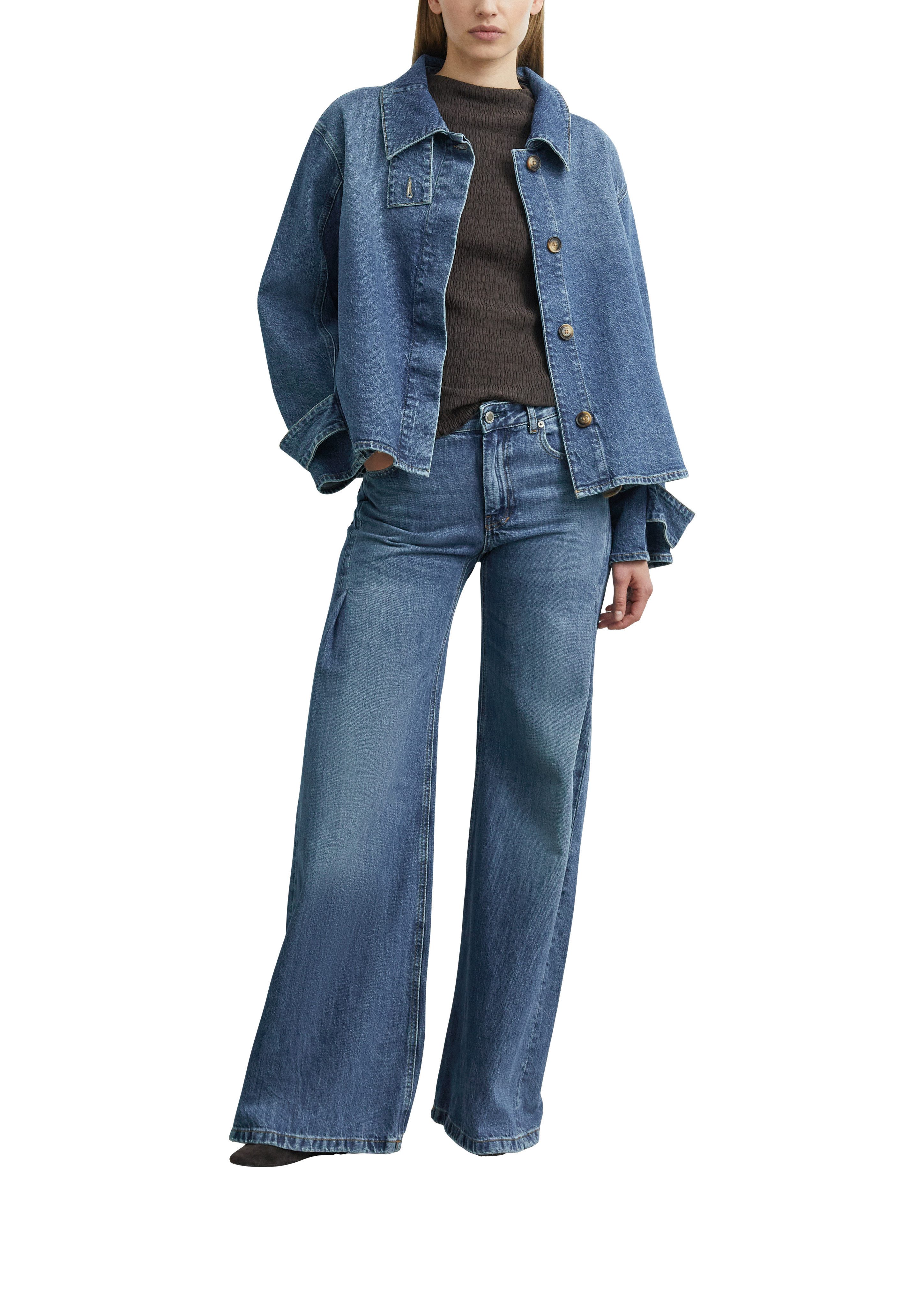 comma Langarmshirt mit Strukturmuster und leichtem Mockneck, Stretch – Bild 3 von 4