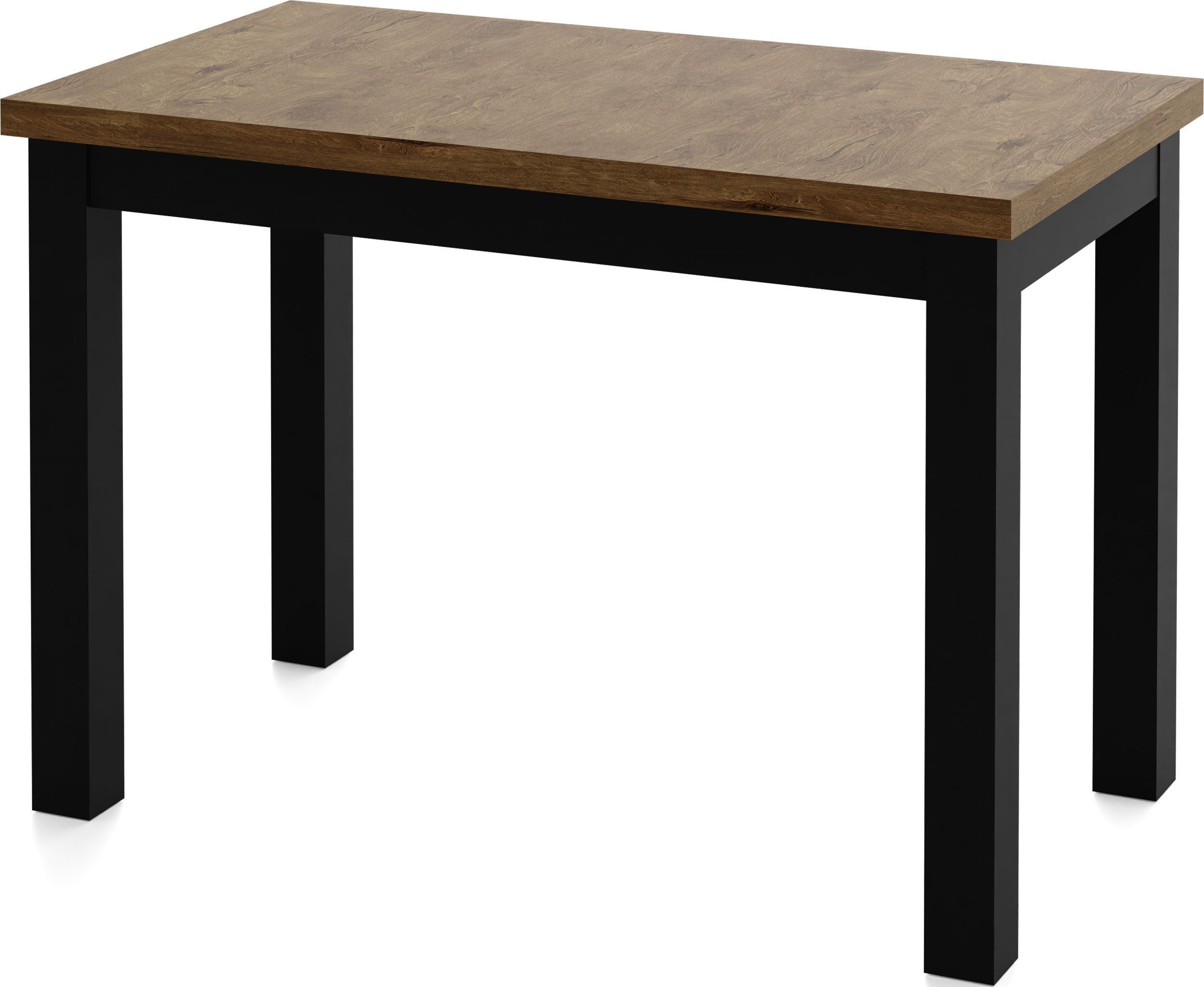 WFL GROUP Esstisch Arden rechteckig platzsparender mit schwarzen Massivholzbeinen (MADE IN EU, 100x60 cm Skandi, Loft & Industrieller Stil), moderner Tisch in Holzoptik für Küche, Esszimmer oder Wohnzimmer