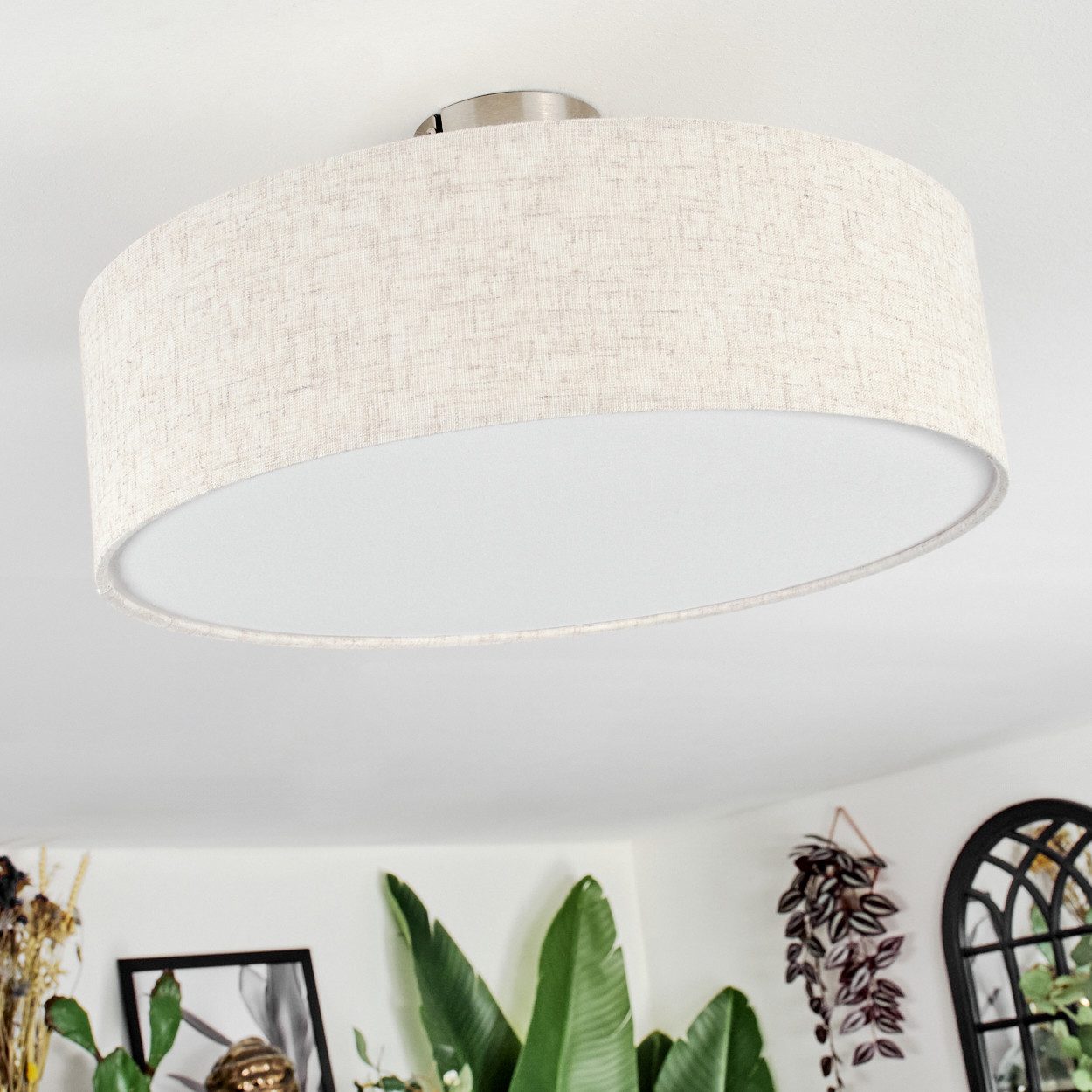 hofstein Deckenleuchte Deckenlampe aus Metall/Kunstleinen/Kunststoff in Nic günstig online kaufen