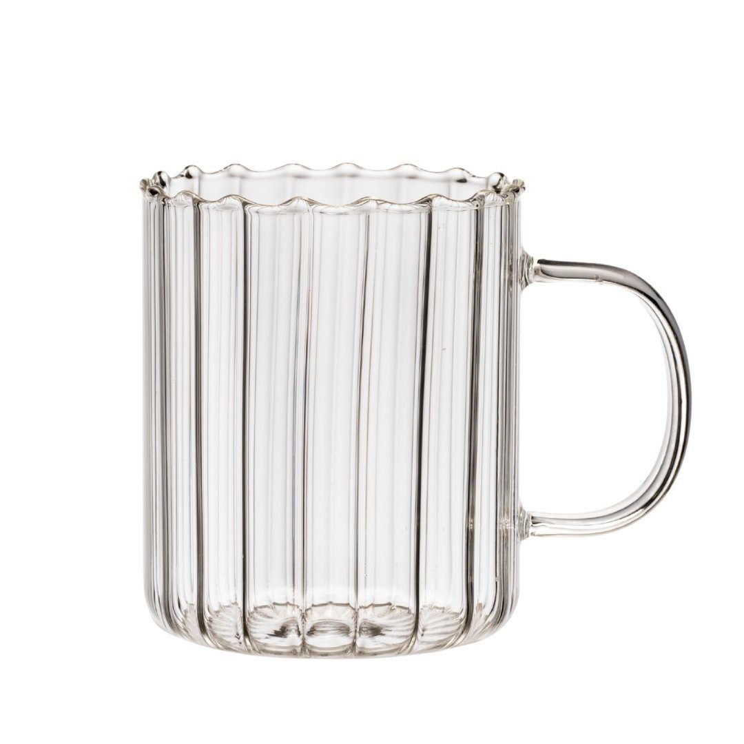 Glas 2er Set Riffle Kaffeeglas Teeglas Heißgetränke - 350 ml Hitzebeständig