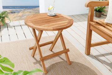 riess-ambiente Beistelltisch EMPIRE TEAK Ø50cm natur (Einzelartikel, 1-St), Massivholz · Balkonmöbel · klappbar · rund · Teak · Garten · Outdoor