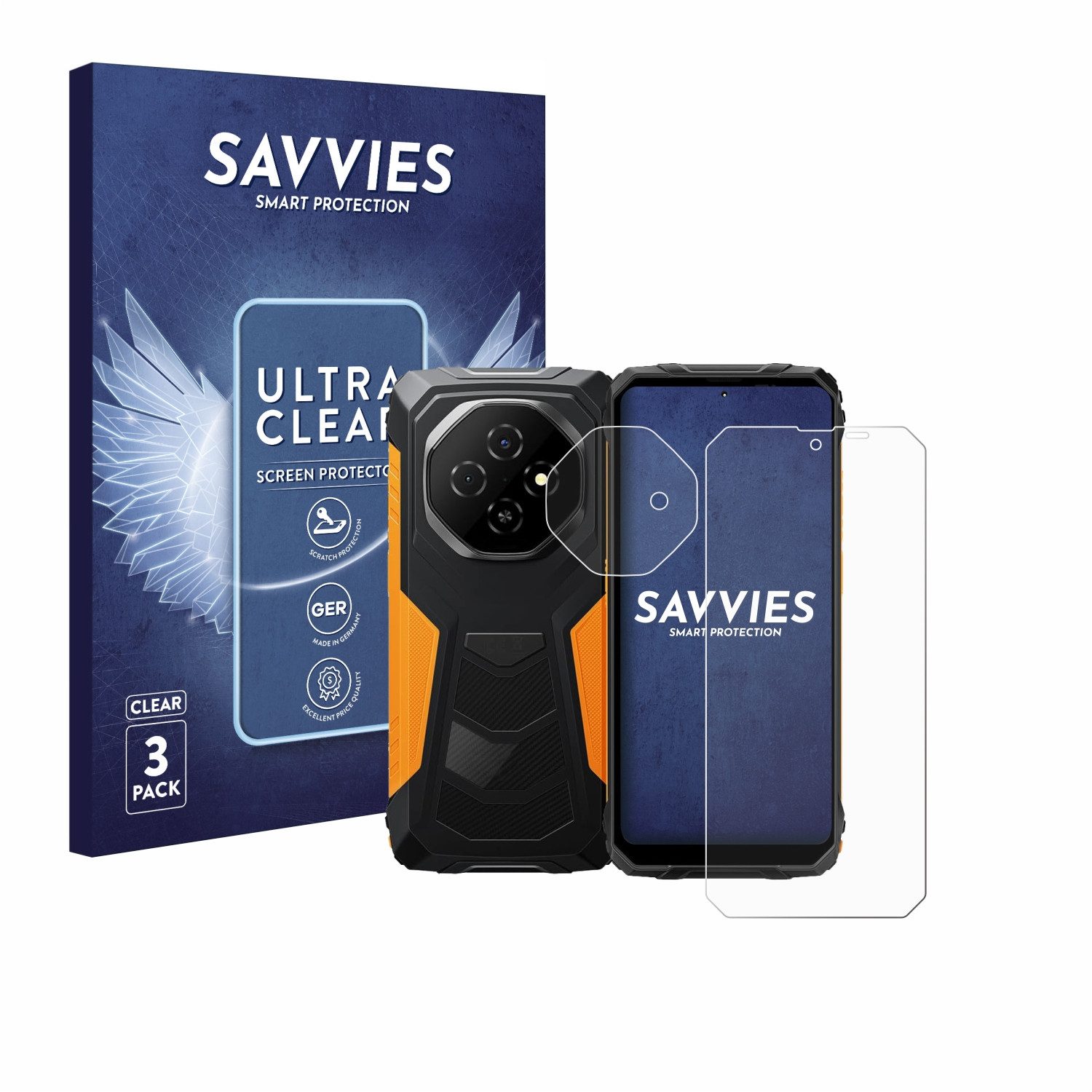 Savvies Displayschutzfolie Schutzfolie für Blackview Fort 1 (Display+Kamera), 6 Stück, Displayschutz Schutz Folie Klar Transparent