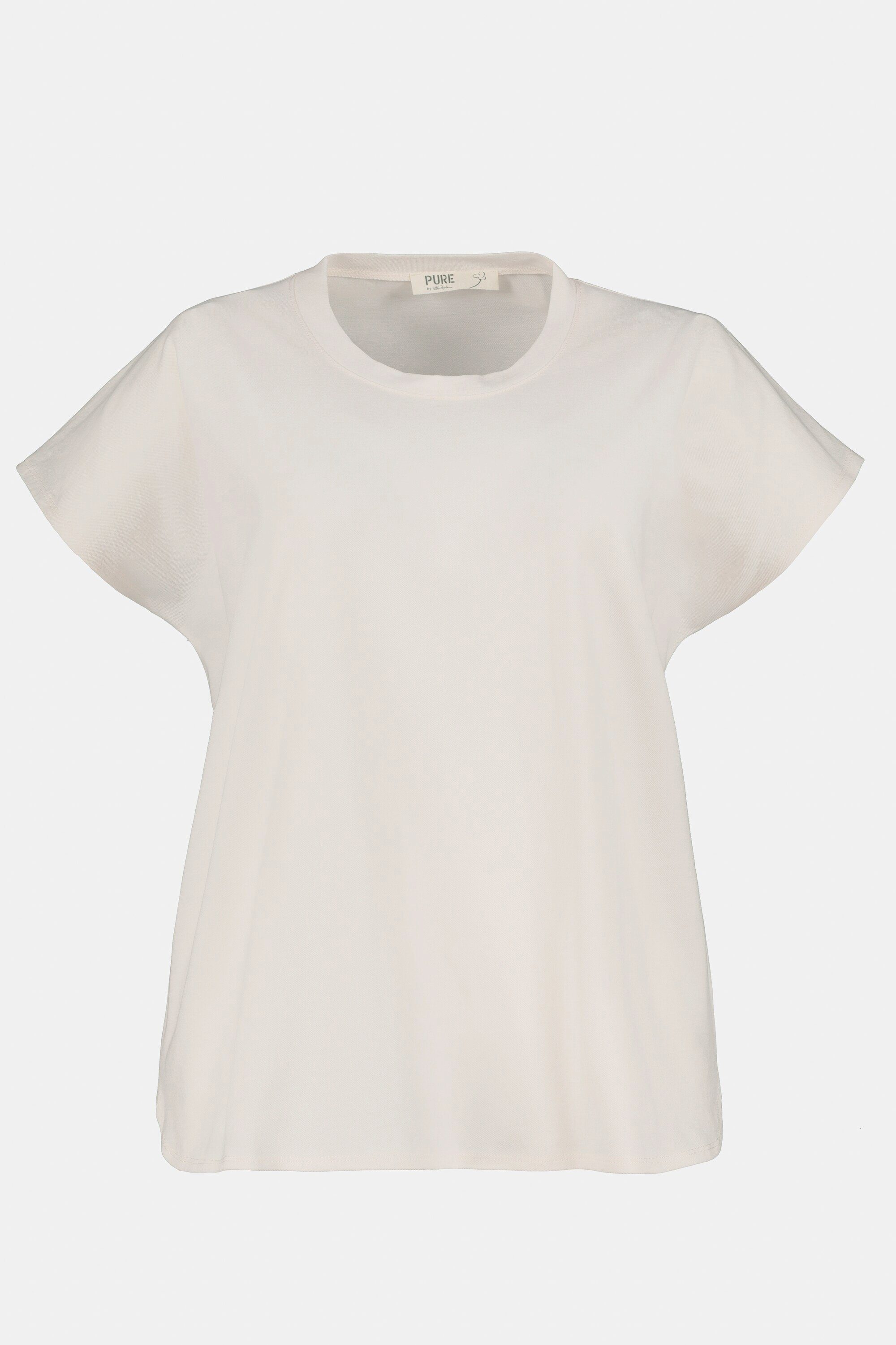 Ulla Piqué Halbarm champagner T-Shirt Biobaumwolle Rundhalsshirt Popken Oversized