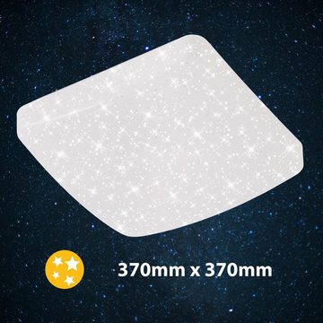 Briloner Leuchten LED-Sternenhimmel 3387-016, Sternenhimmel, LED fest verbaut, Neutralweiß, Deckenlampe, 37x37x10cm, Weiß, 18W, Wohnzimmer, Schlafzimmer, Küche