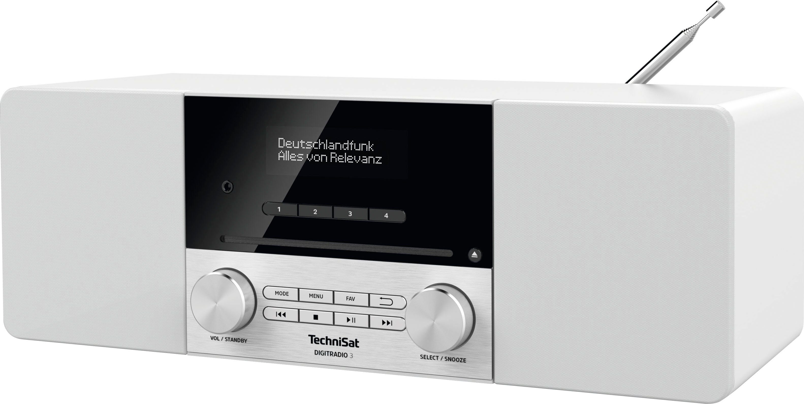 TechniSat DIGITRADIO 3 Digitalradio Made W, RDS, (DAB) weiß in Germany) CD-Player, 20 (Digitalradio (DAB), UKW mit