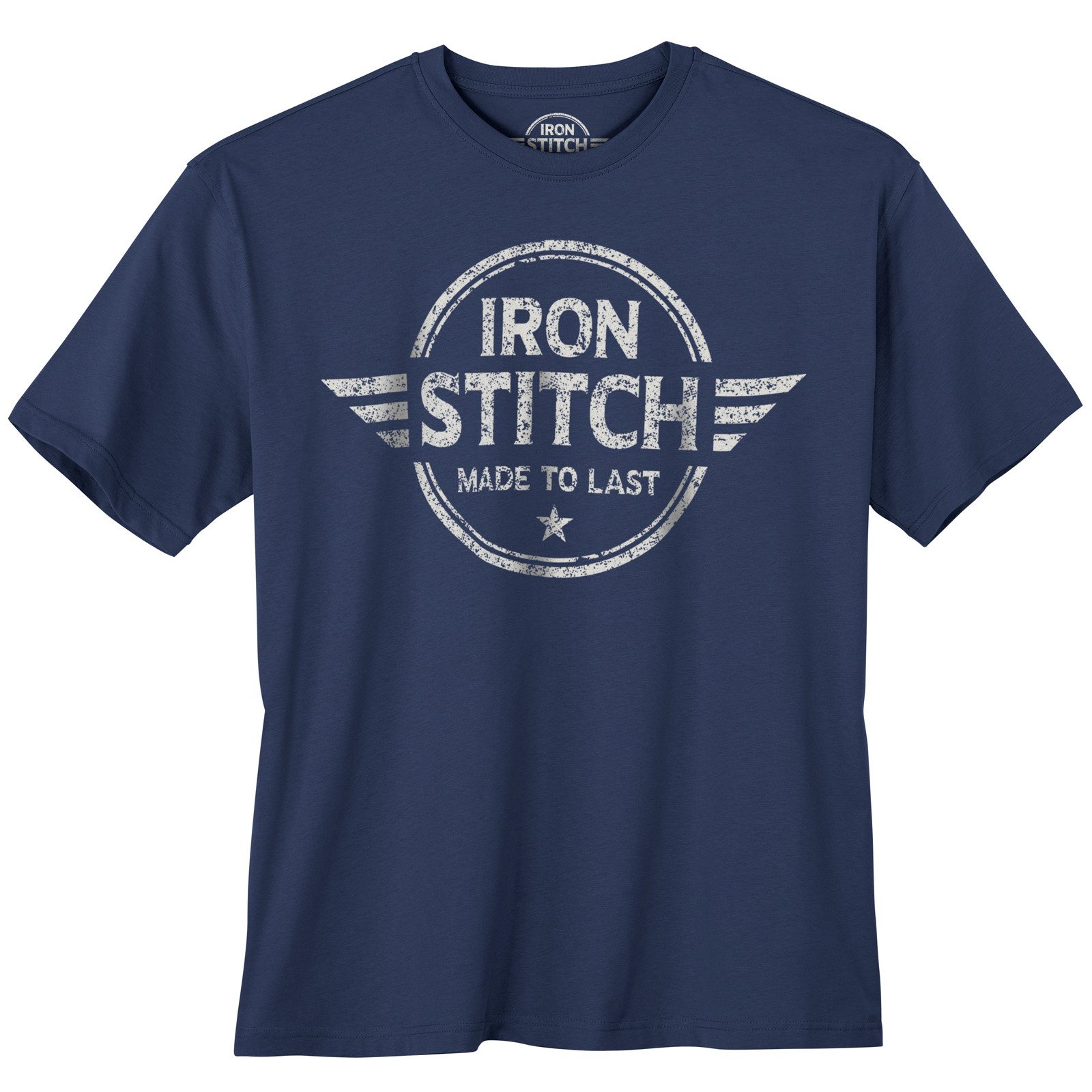 Print-Shirt Iron Stitch Übergrößen T-Shirt dunkelblau Logoprint