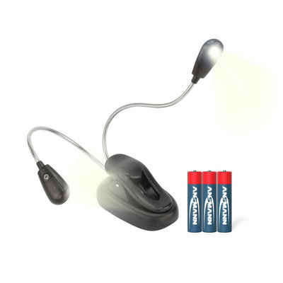 ANSMANN AG LED Dekolicht Klemmleuchte Twinflex - Flexible Leselampe dimmbar, batteriebetrieben, SMD LED