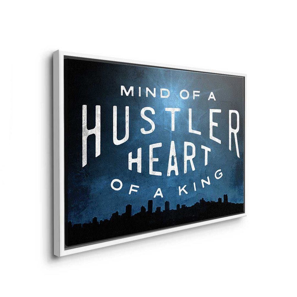 Motivation King Rahmen - X Leinwandbild - - Hustler Büro DOTCOMCANVAS® silberner Leinwandbild, Premium Erfolg -