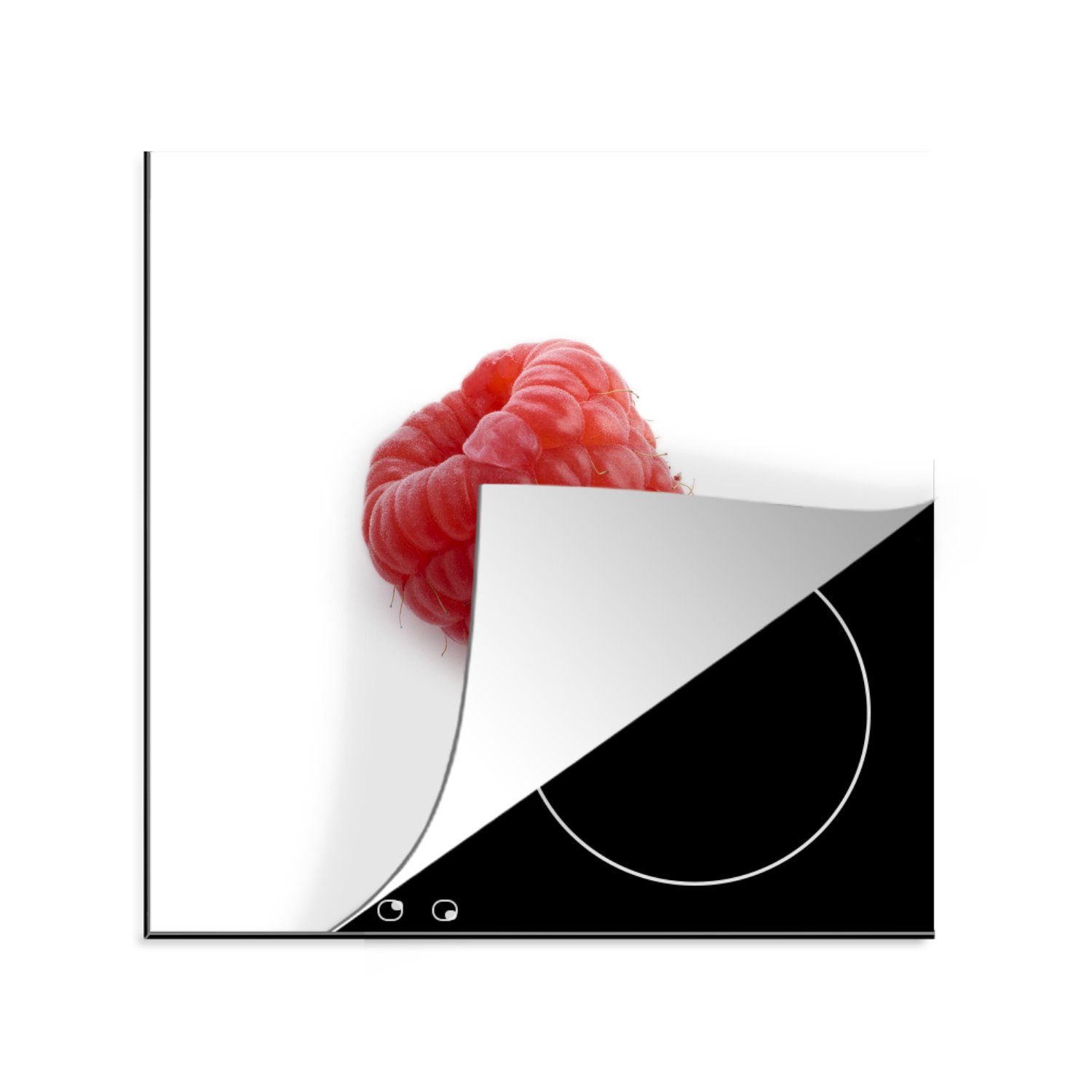 MuchoWow Herdblende-/Abdeckplatte Himbeere - Rot - Obst, Vinyl, (1 tlg), 78x78 cm, Ceranfeldabdeckung, Arbeitsplatte für küche
