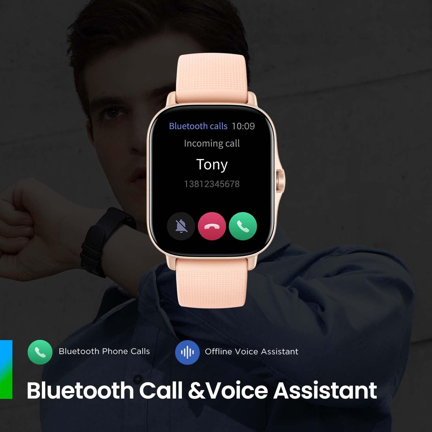 Amazfit Damen"s Herren"s AMOLED Always-On Display mit Bluetooth Anrufen & GPS Smartwatch (4,2 cm/1,65 Zoll, Android/iOS), 90 Sportmodi, SpO2 Messung, 3GB Musik, 5 ATM wasserdicht