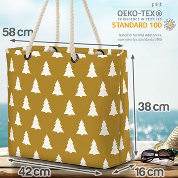 VOID Strandtasche (1-tlg), Wald Design Gold Beach Bag Geschenke Winter Weihnachten Norwegen Design Bäume N
