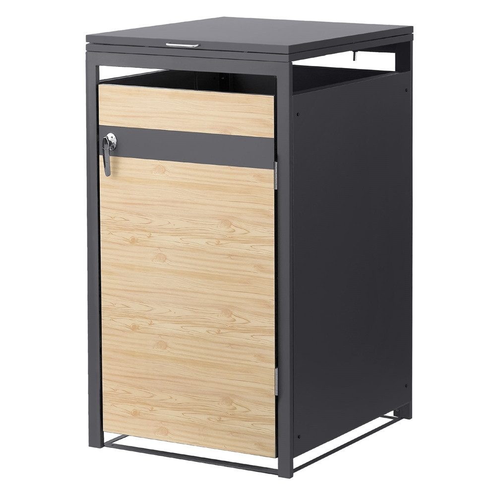 ML-DESIGN Mülltonnenbox Müllbox aus Stahl wetterfeste Mülltonnen Verkleidung Mülltonnengarage, Mülltonnencontainer mit Klappdeckel/Tür für 1 Tonne 120 oder 240 Liter