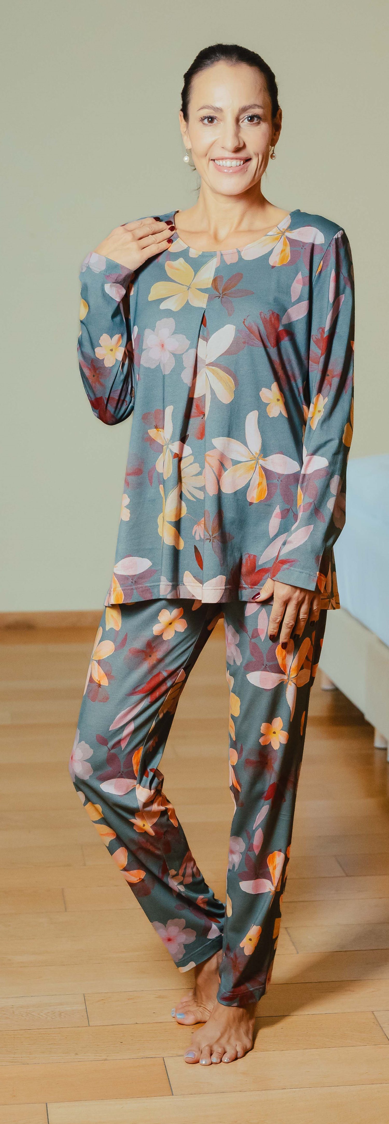 HUTSCHREUTHER Schlafanzug Damen Pyjama lang (2 tlg) Edles Design