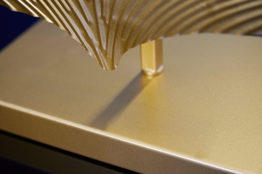 80cm GINKGO ohne Dekoration Tischleuchte Modern · · Ein-/Ausschalter, schwarz, · · riess-ambiente Stoff Wohnzimmer gold / Leuchtmittel, Metall