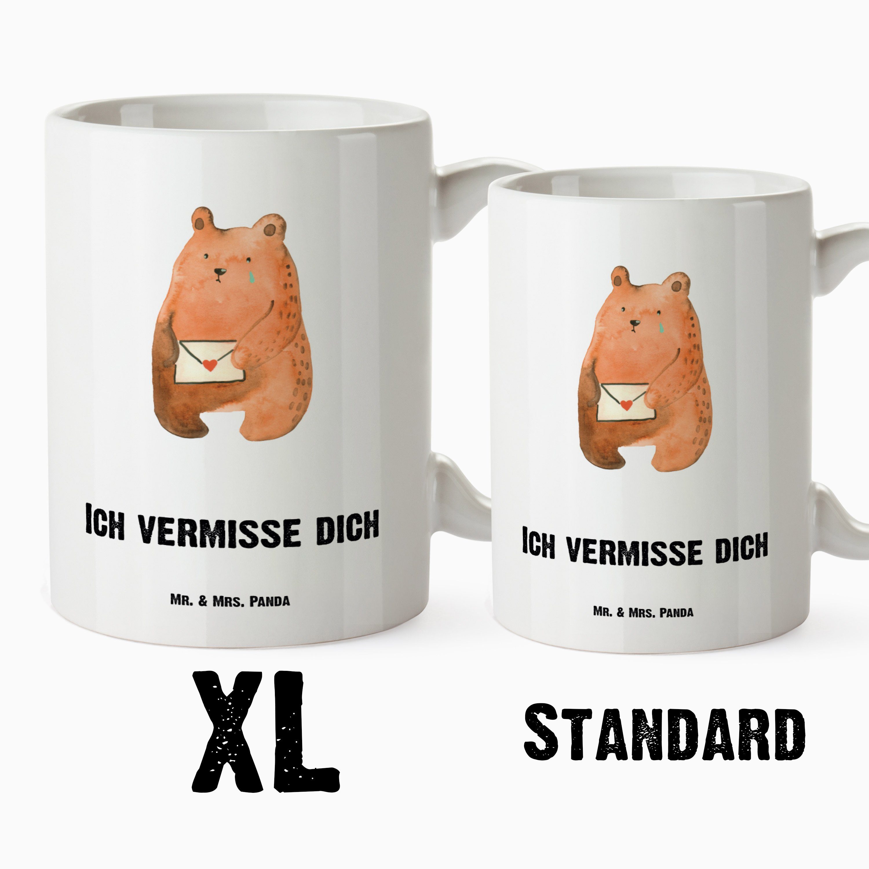 Mr. & Mrs. Panda Tasse Keramik - - XL Freundin, Geschenk, Liebesbrief-Bär Becher, XL Große Tasse Tasse, Weiß