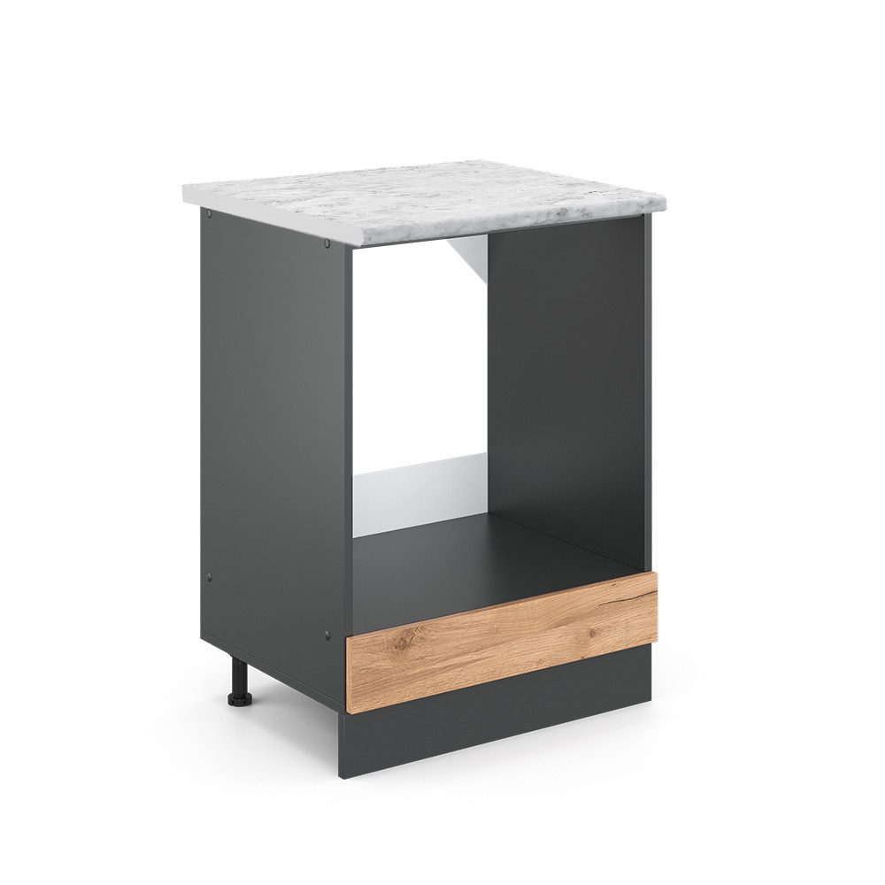 Vicco Herdumbauschrank R-Line, Goldkraft Eiche/Anthrazit, AP Marmor (1-St)
