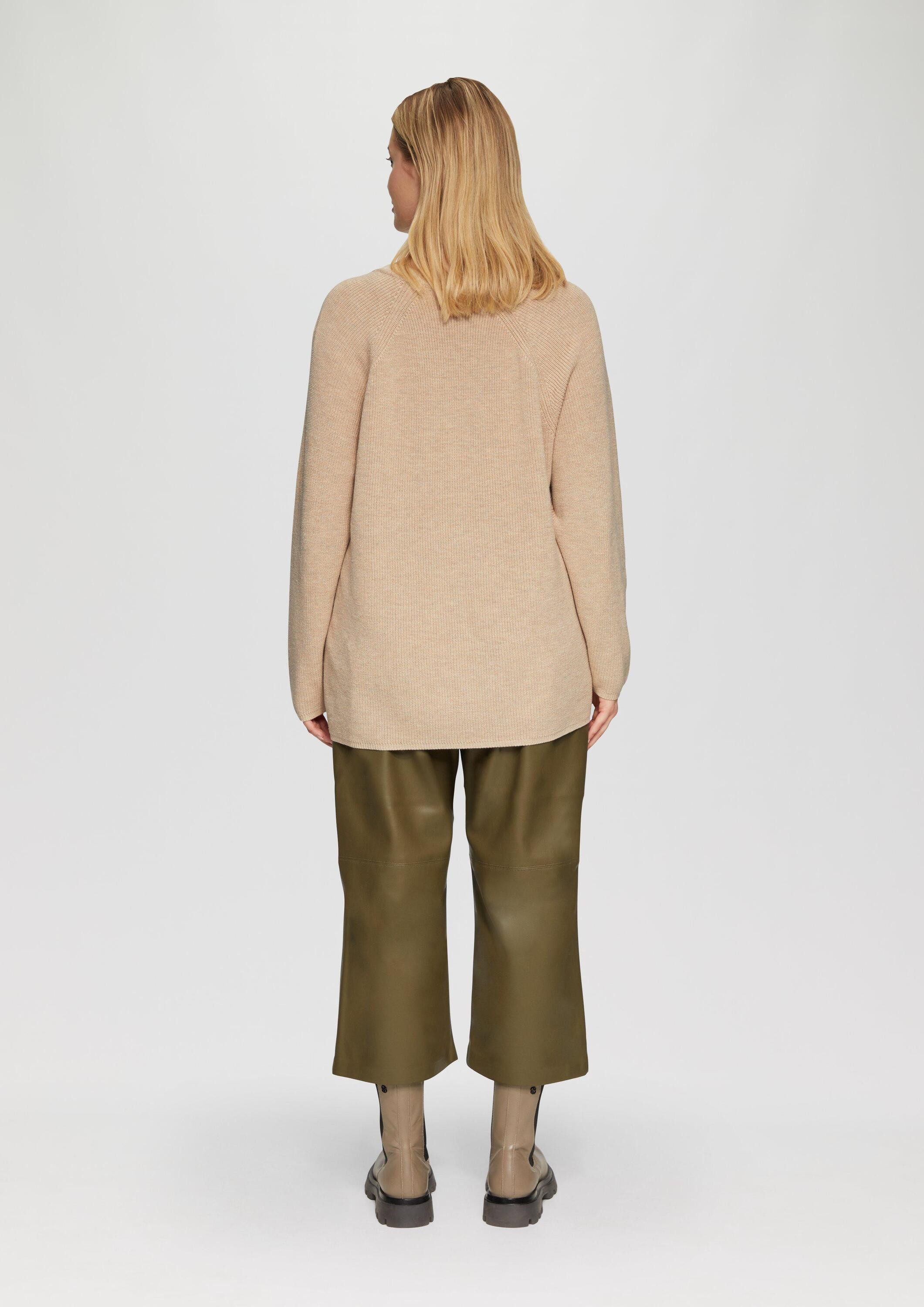 s.Oliver Longpullover Strickpullover Strickpullover mit V-Ausschnitt im Relaxed Fit