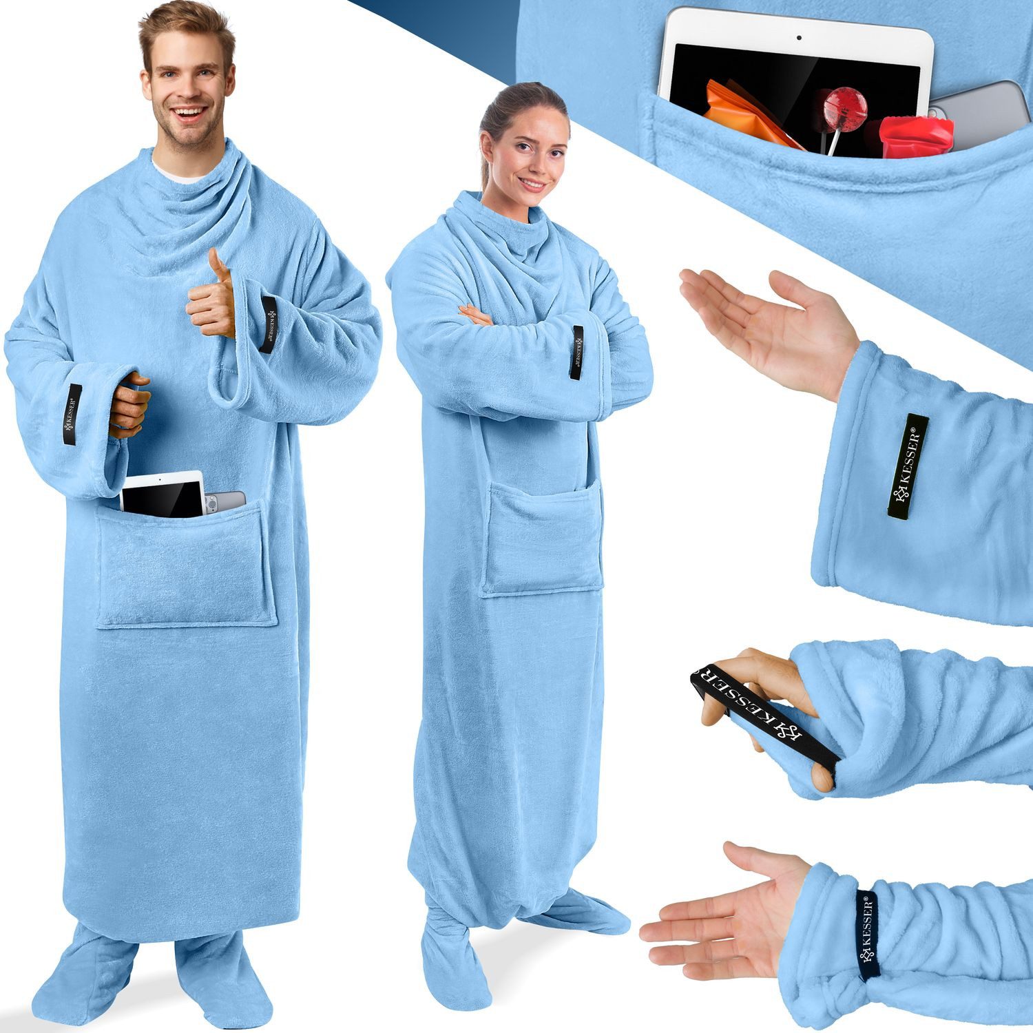 Wohndecke, KESSER, Kuscheldecke TV Decke mit Ärmeln Fußtasche Ärmeldecke günstig online kaufen