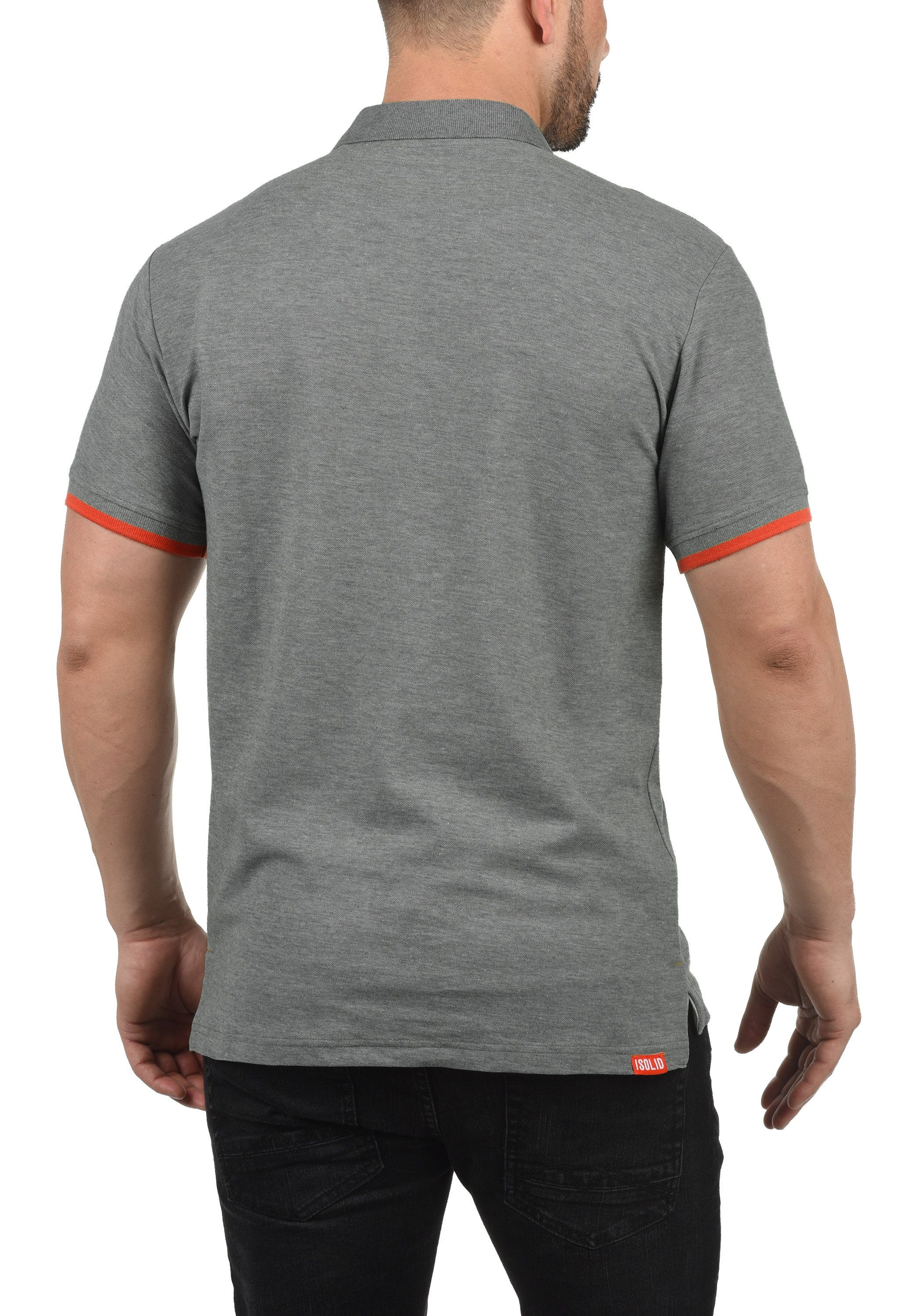 Solid Poloshirt verlängerter (8236) Polo Grey mit Melange Rückenpartie SDBenjaminPolo