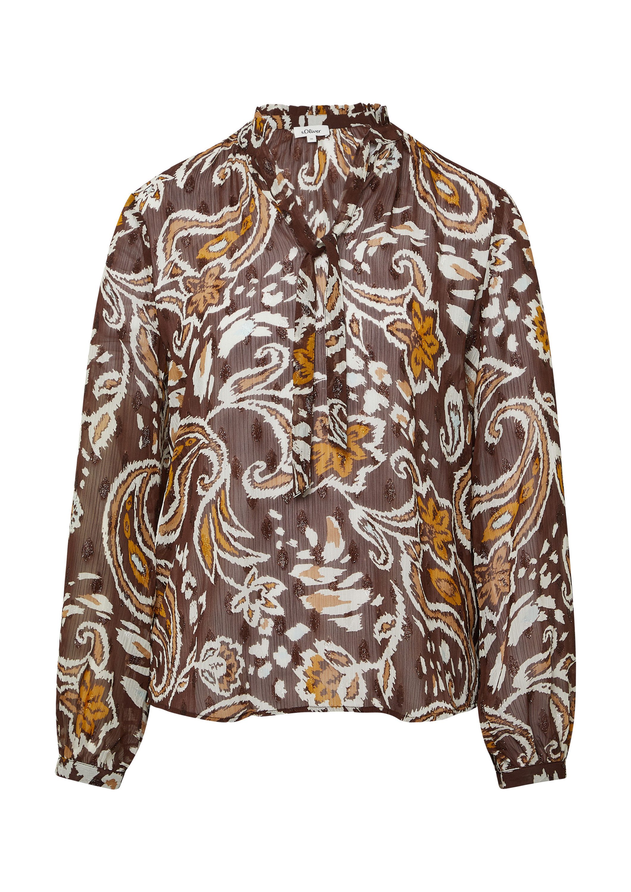 s.Oliver Langarmbluse Bluse Semitransparente Chiffon-Bluse mit All-over-Pri günstig online kaufen