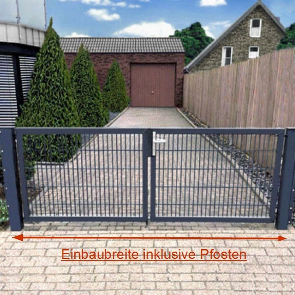 SRM Design Zaundoppeltür Einfahrtstor Anthrazit 400cm x 163cm