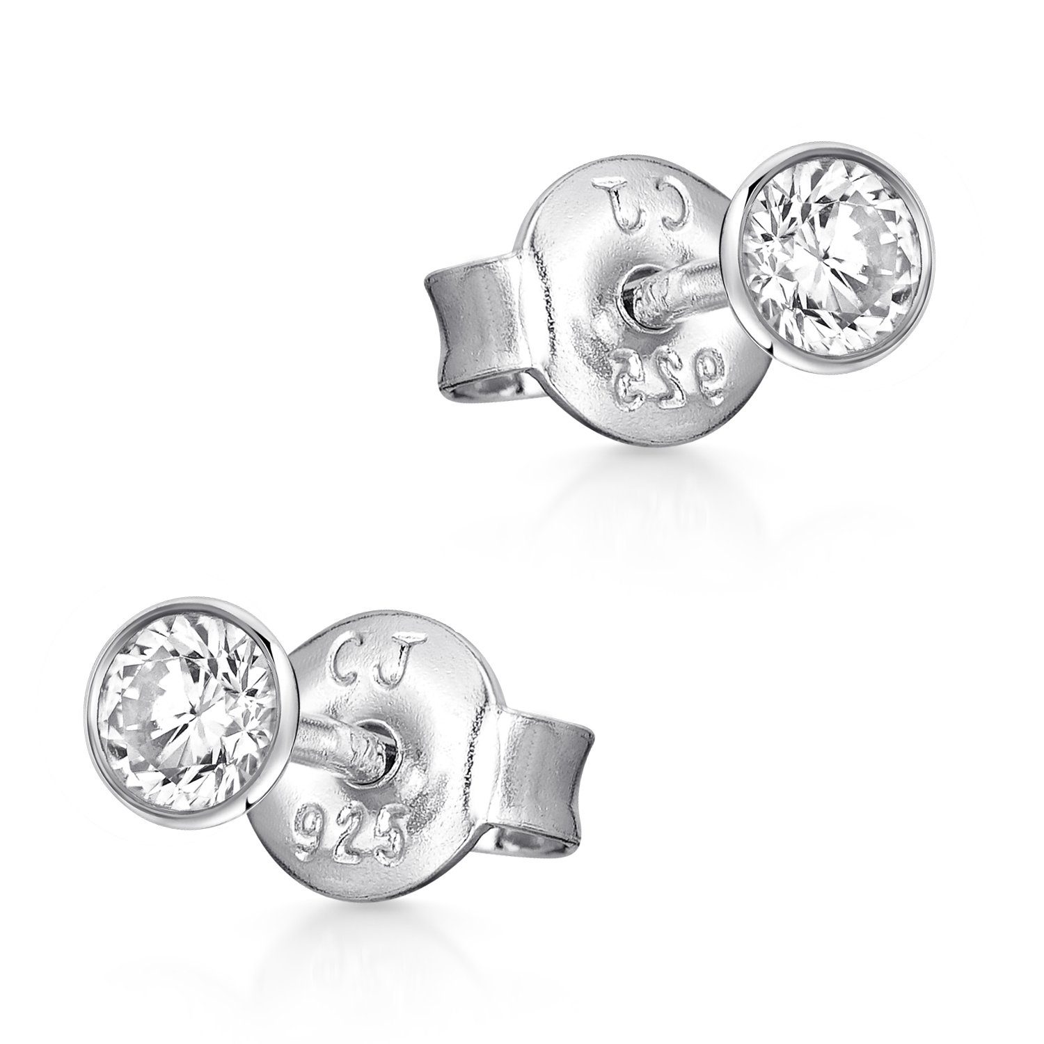 Materia Paar Ohrstecker Damen Silber Zirkonia klein 3-5mm SO-436, 925 Sterling Silber, rhodiniert