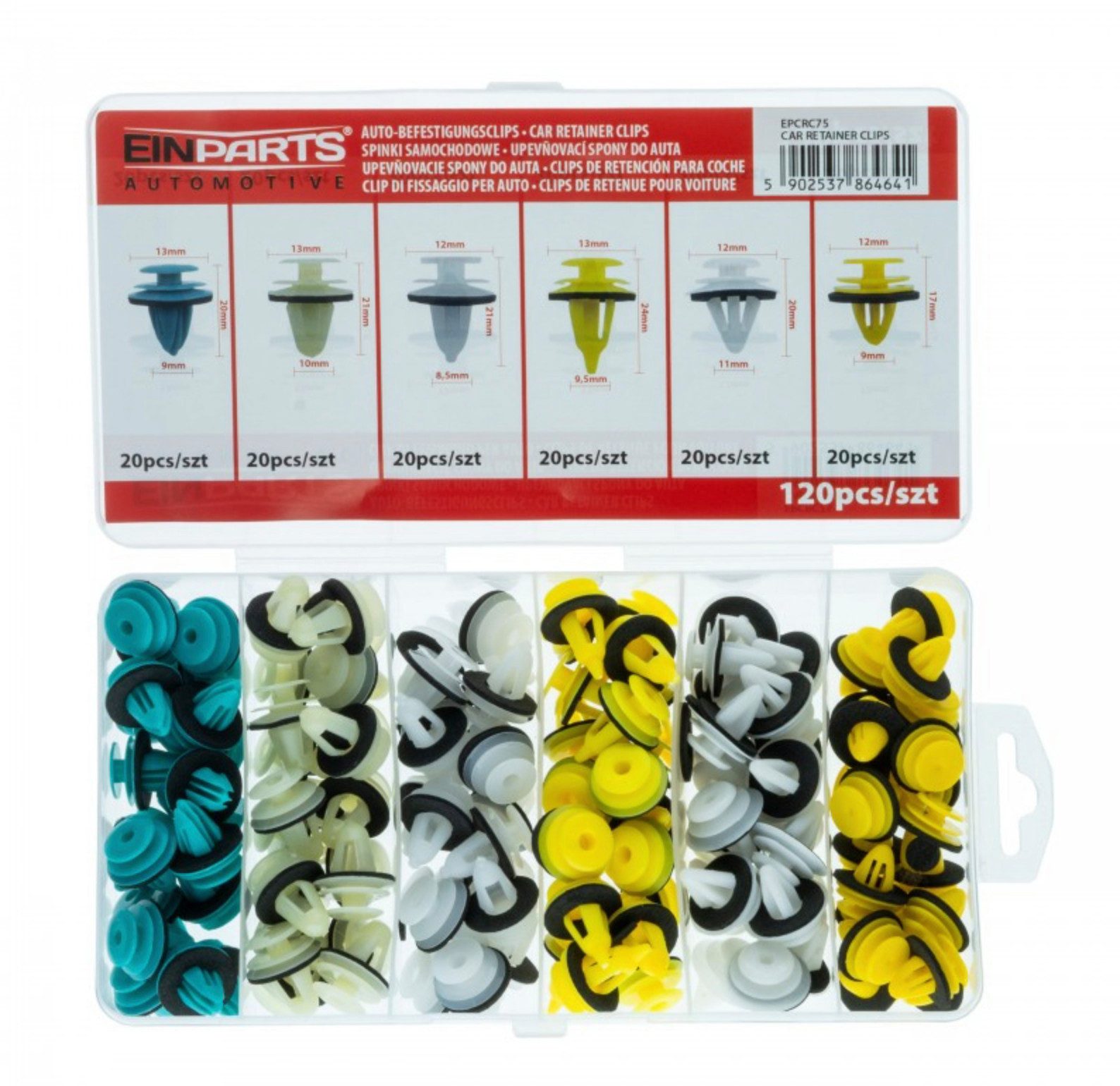 EINPARTS Automotive Werkzeugset 120x Auto Befestigungsclips 6 Clip-Arten Karosserie Innenverkleidung, (120-tlg)