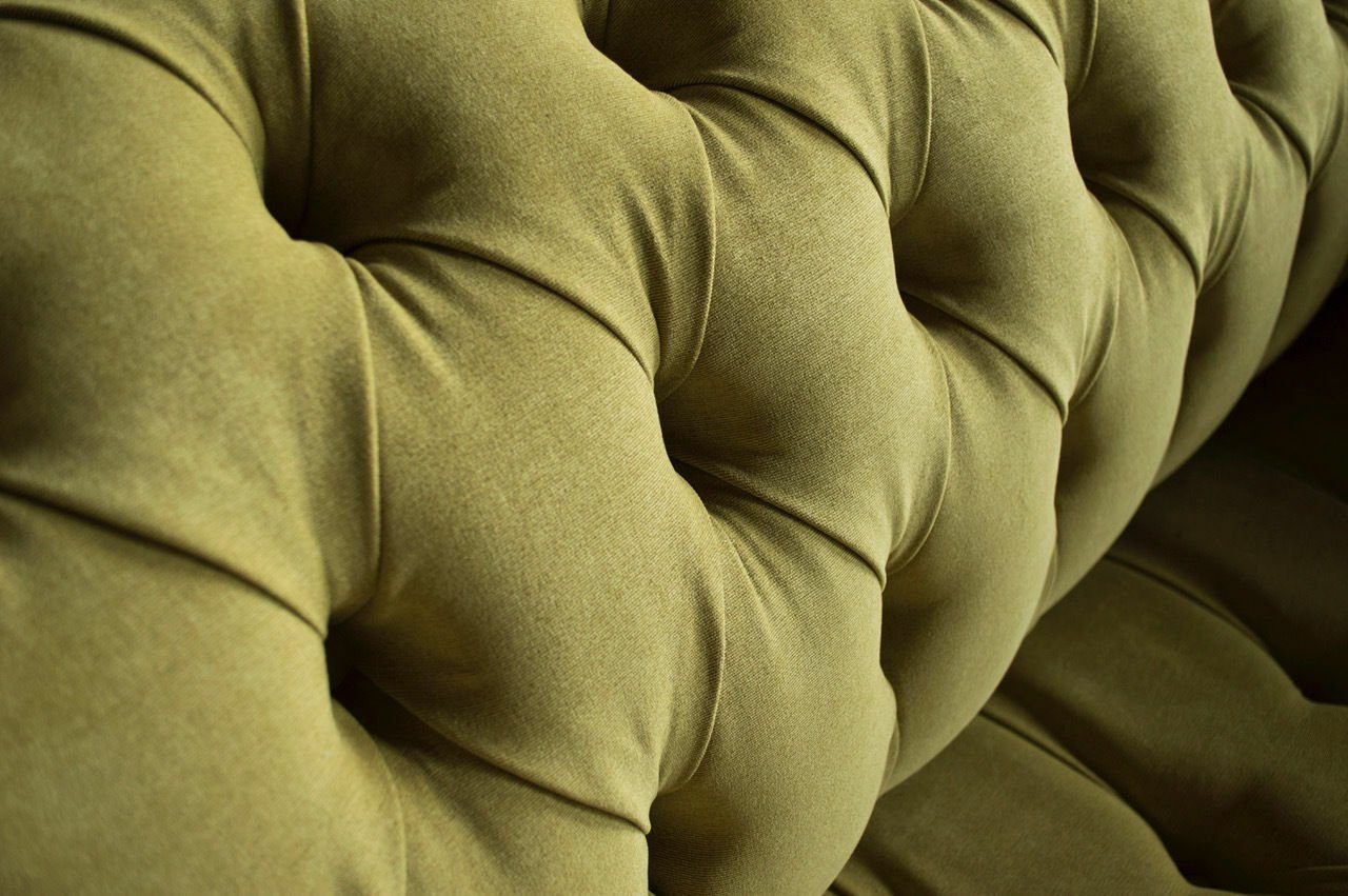 Chesterfield JVmoebel Garnitur Rollen Couch Design Polster Sofa Stoff Textil 2-Sitzer