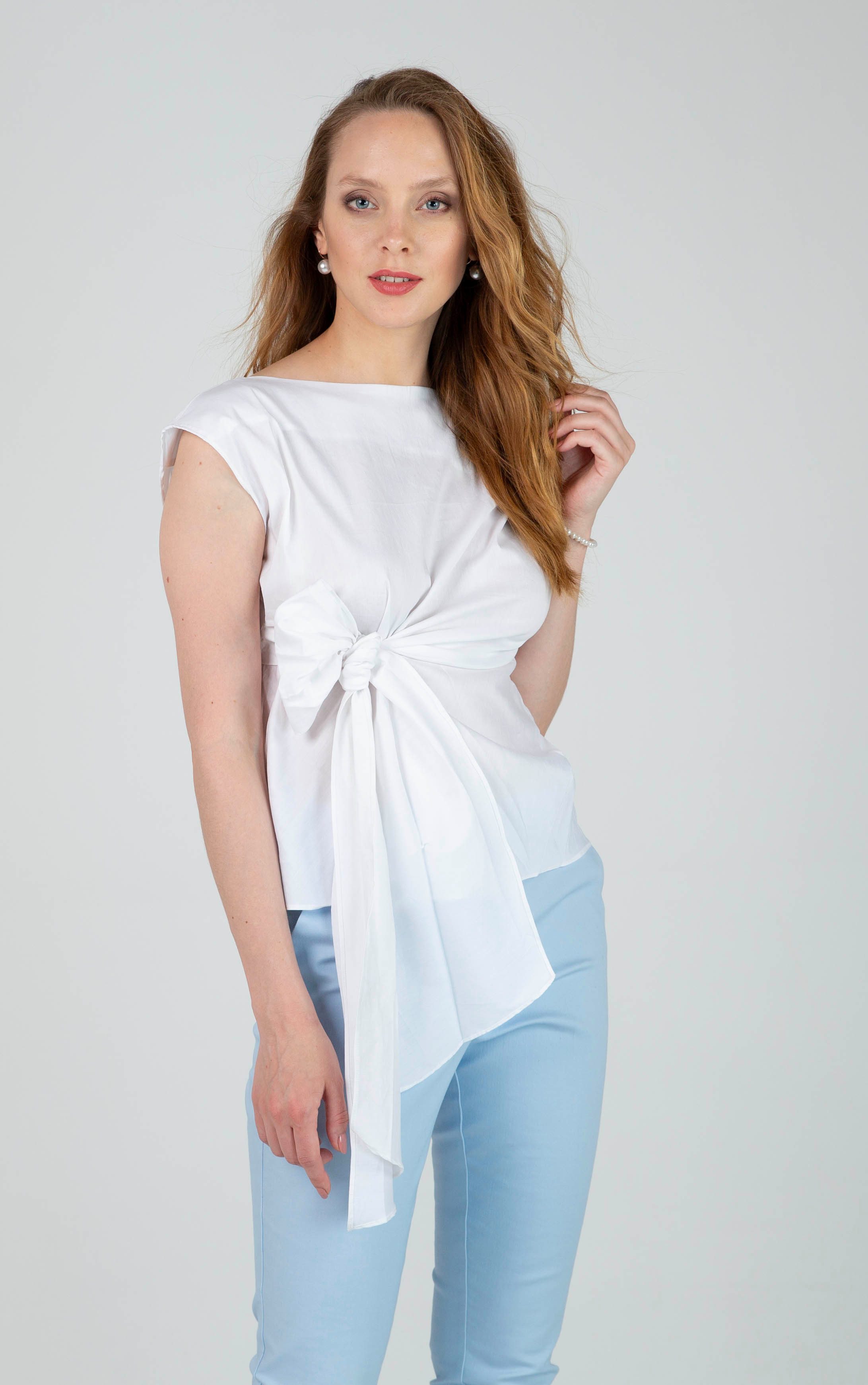Passioni Shirtbluse mit seitlich gebundener Schleife günstig online kaufen