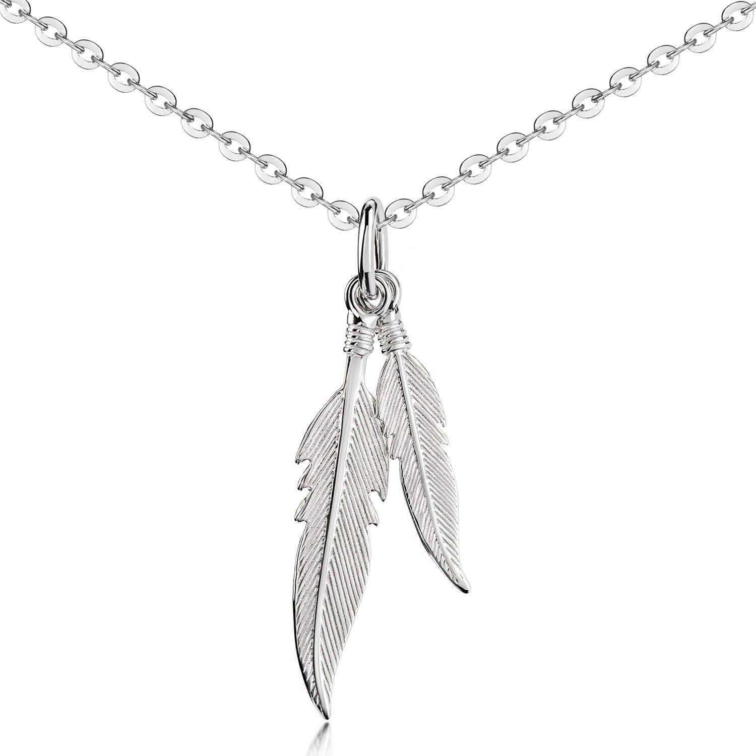 Materia Kettenanhänger Damen Federn rhodiniert KA-97, 925 Sterling Silber günstig online kaufen