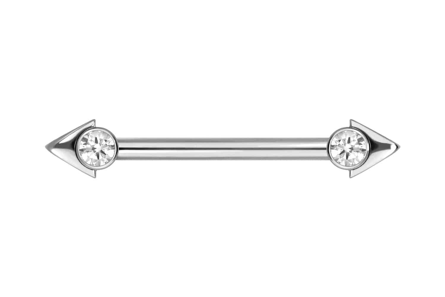 Brustwarzenpiercing Titan Nippelpiercing mit Innengewinde PFEILSPITZE + KRISTALL