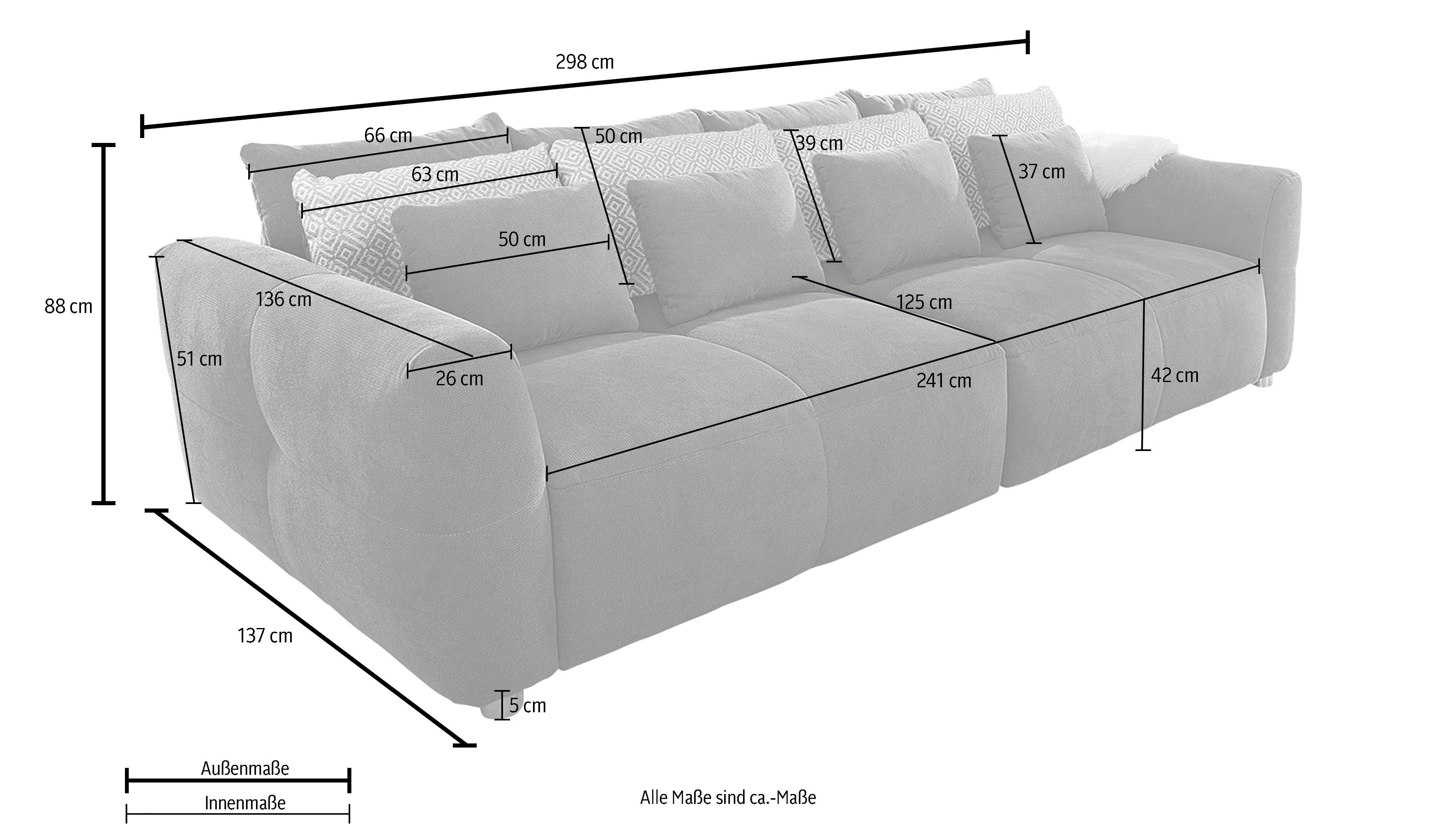 mit Jockenhöfer Gruppe angenehmen Sitzkomfort Big-Sofa für kuscheligen, hellgrau hellgrau | Gulliver, Federkernpolsterung