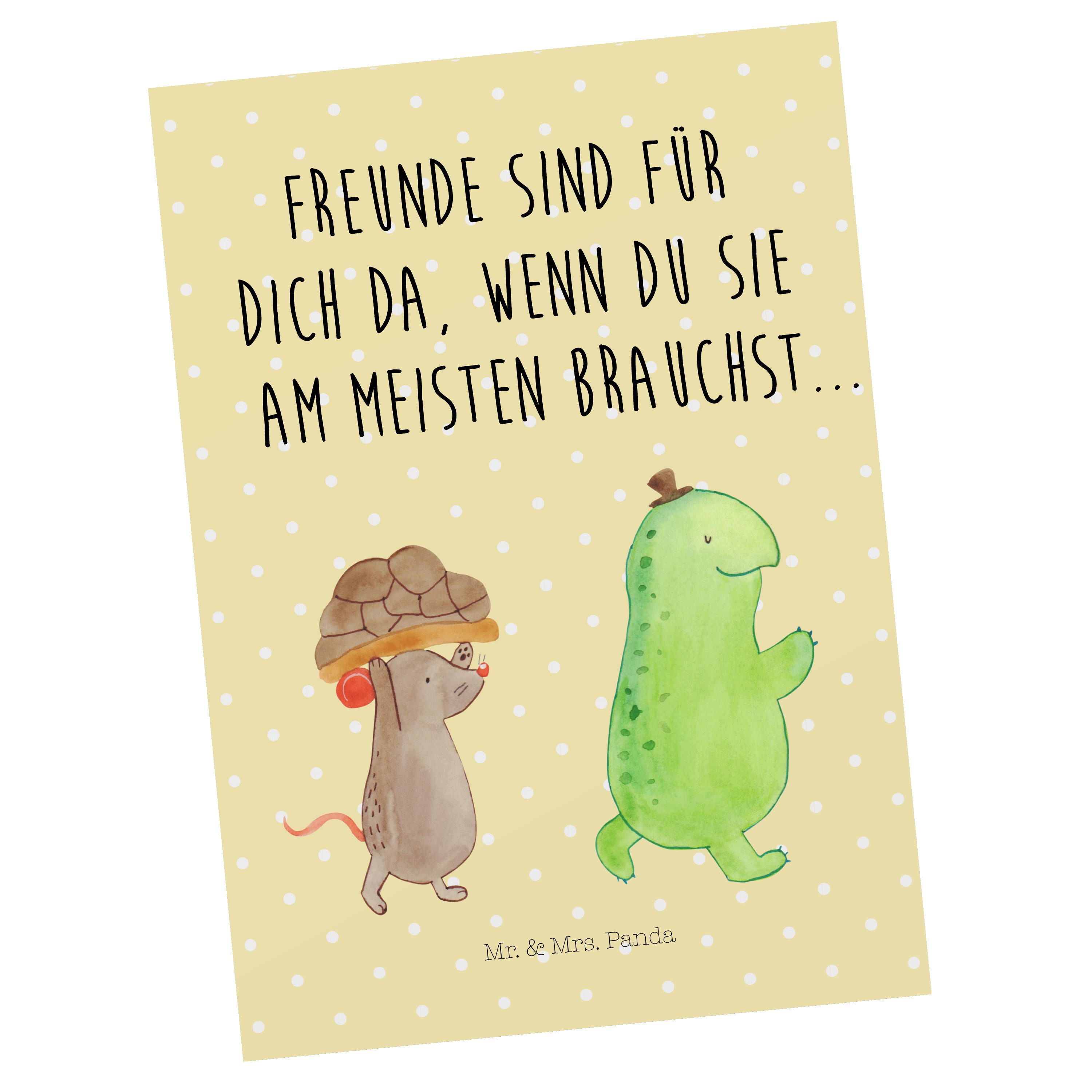 Freundschaft, Gelb Pastell Geburtsta & Maus Mrs. Postkarte Geschenk, - Schildkröte Panda Mr. & -