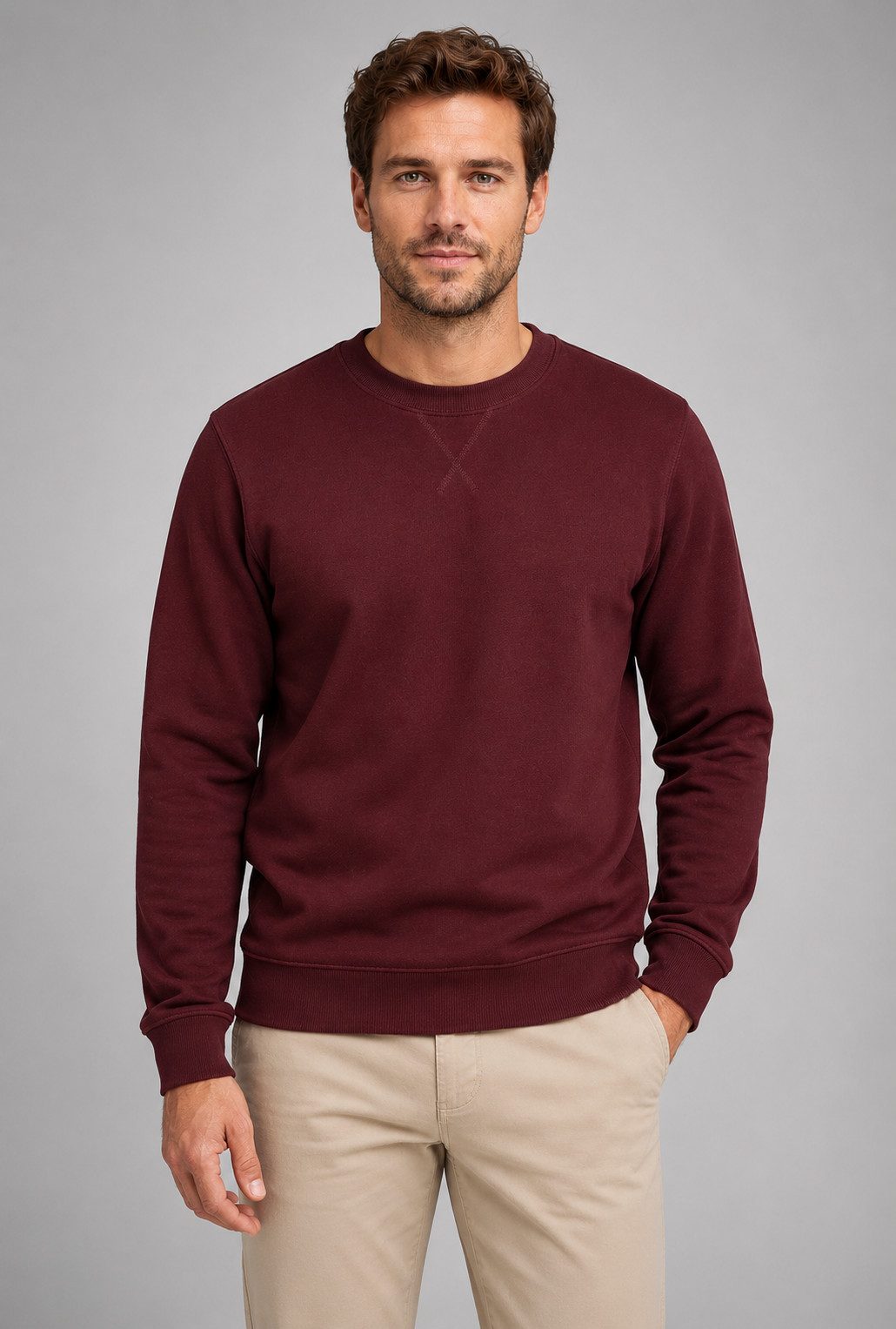 Smith & Solo Sweatshirt Herren, Pullover Baumwolle Loose Fit, Langarm, unifarben