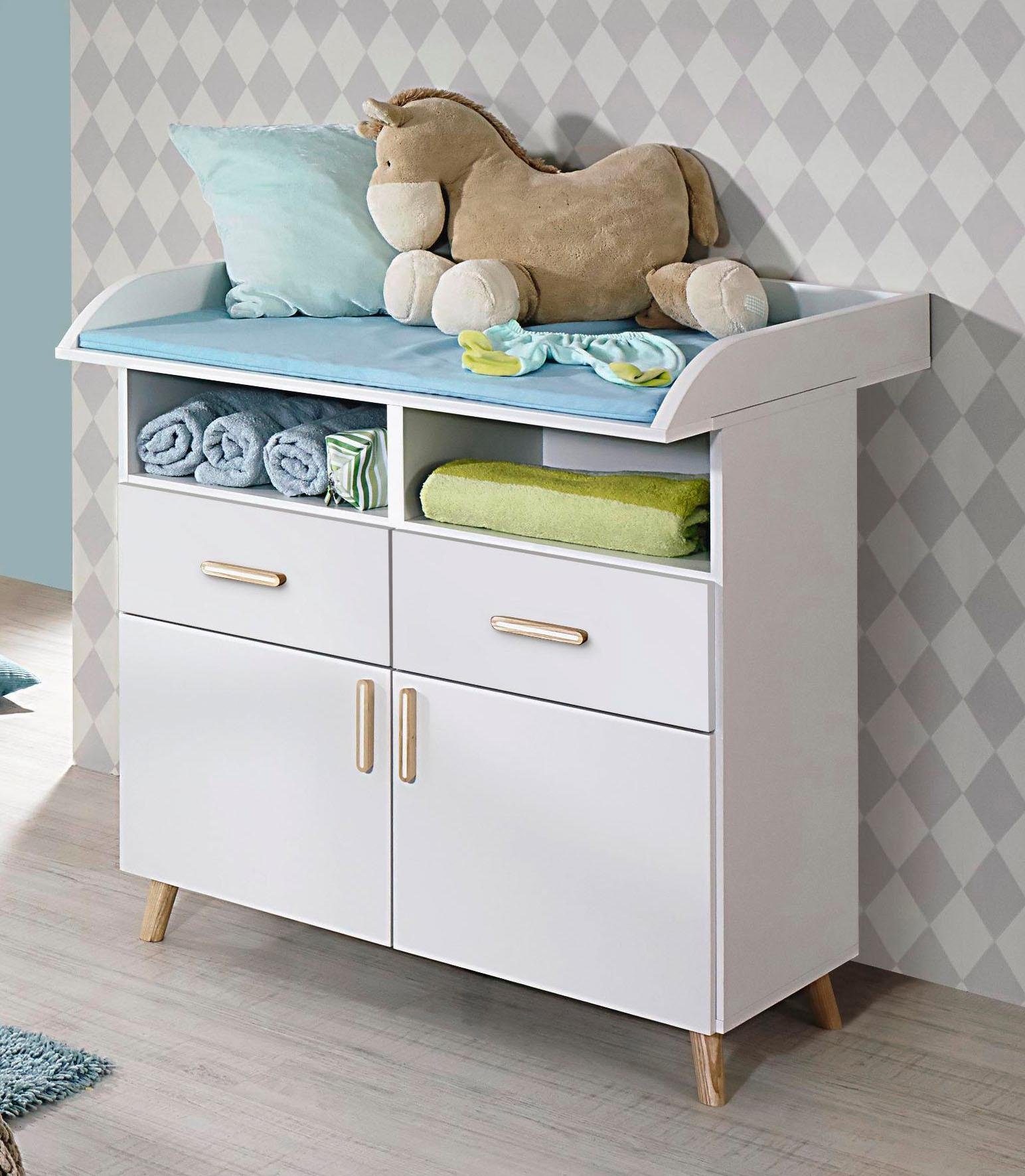 Babyzimmer-Komplettset (Set, + Schrank rauch Potsdam, Wickelkommode 2 3-St), trg. Bett +