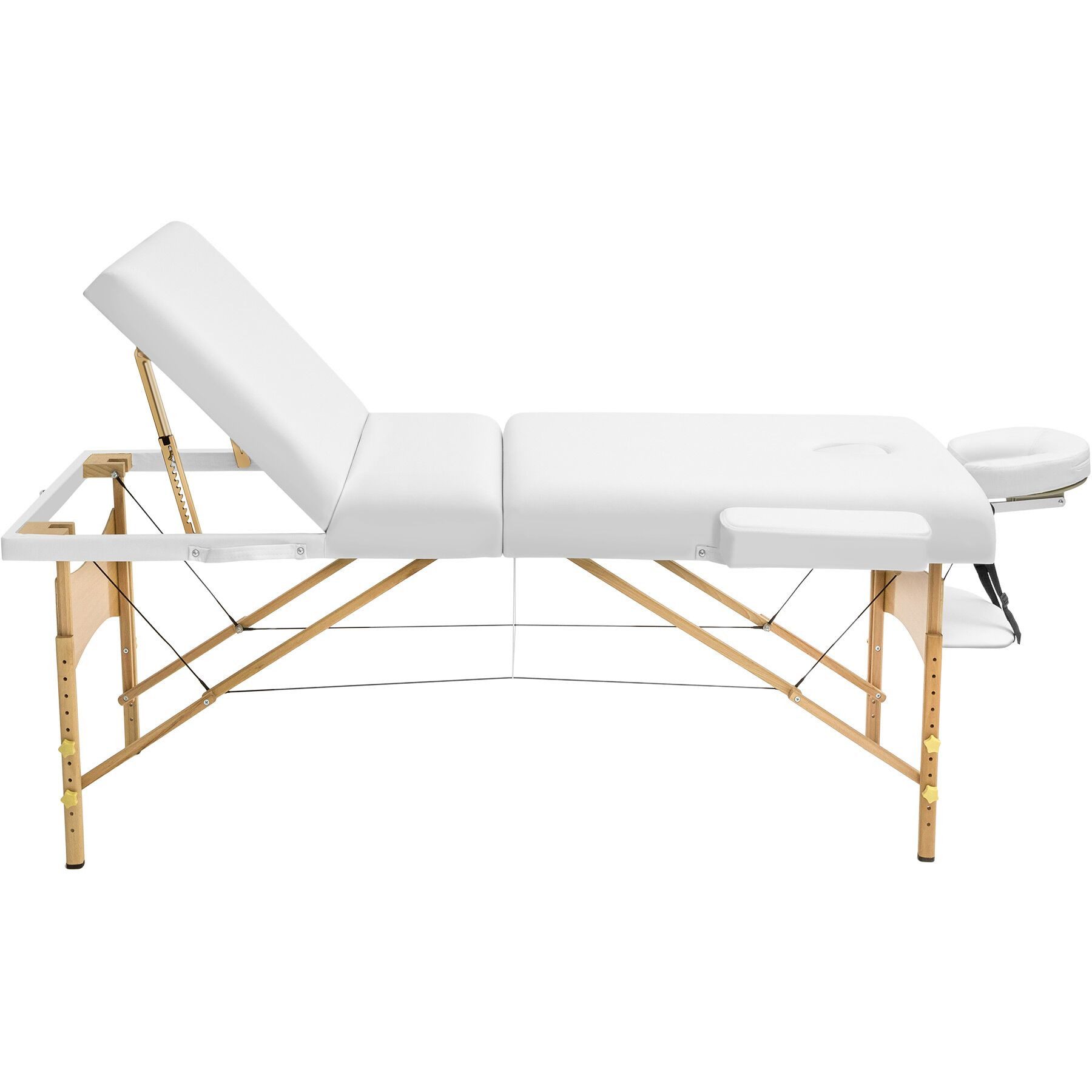 tectake Massageliege 3-Zonen-Massagetisch-Set, 218 x 102 x 90 cm, Polsterung 7,5 cm (Kosmetikliege Somwang, 1-St., in weiß), Breite 70 cm, Tragetasche, mit Holzgestell, klapp- & höhenverstellbar