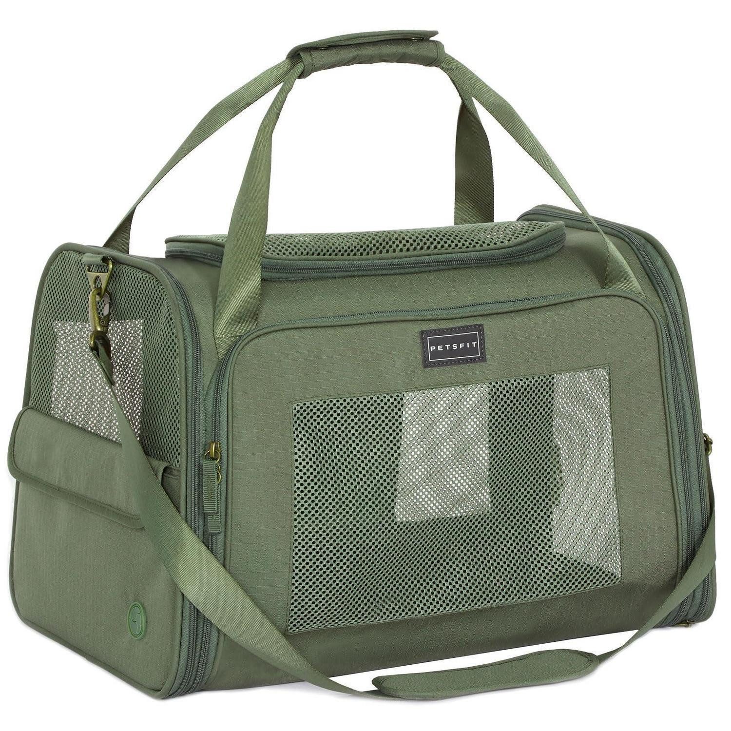 LuxusKollektion Tiertransporttasche Transporttasche Katze Hund faltbar L Olivgrün