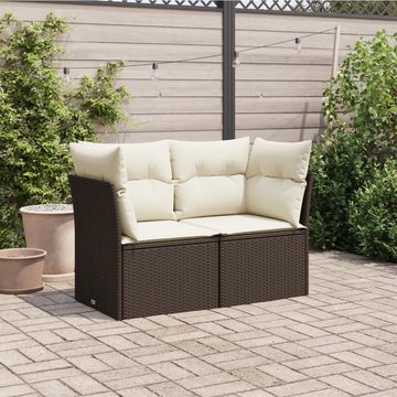 vidaXL Loungesofa Gartensofa mit Kissen 2-Sitzer Braun Poly Rattan