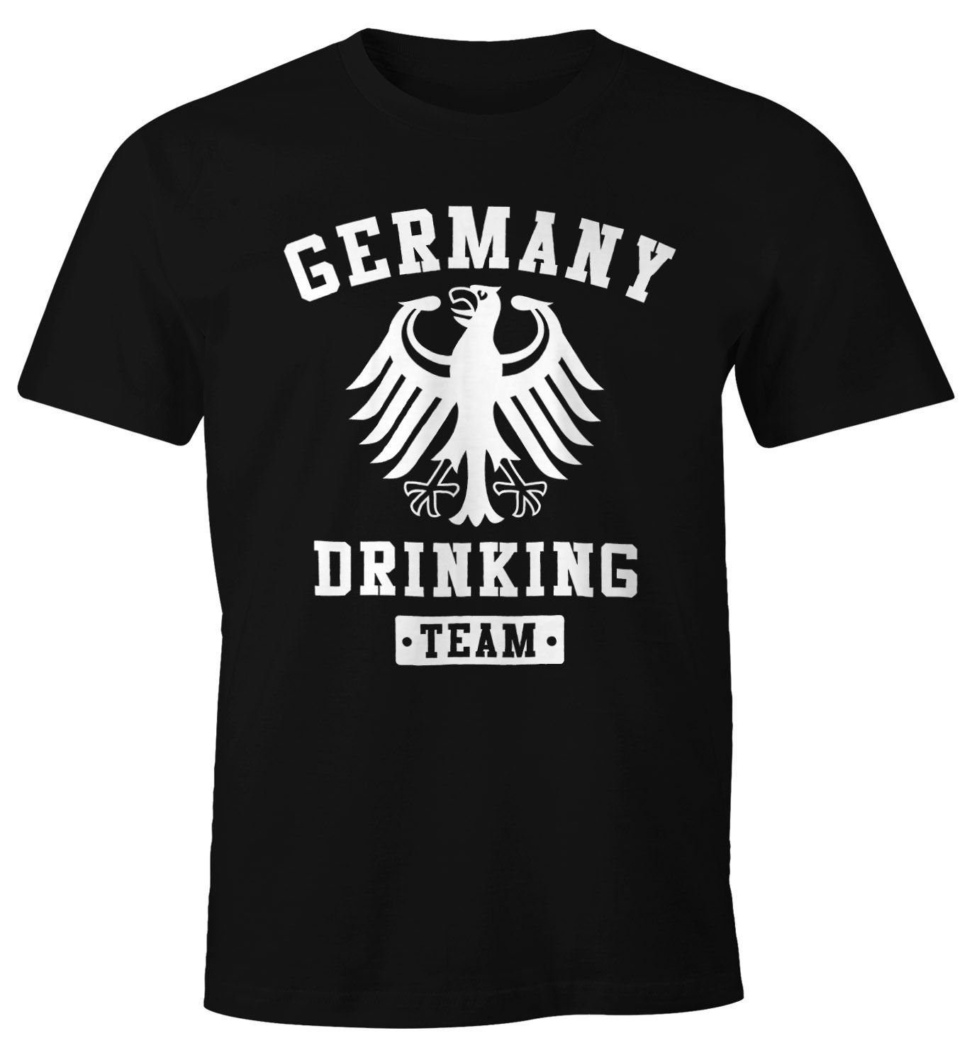 MoonWorks Print-Shirt Team Fun-Shirt Germany mit Moonworks® Drinking Print schwarz Herren T-Shirt Deutschland Adler Bier