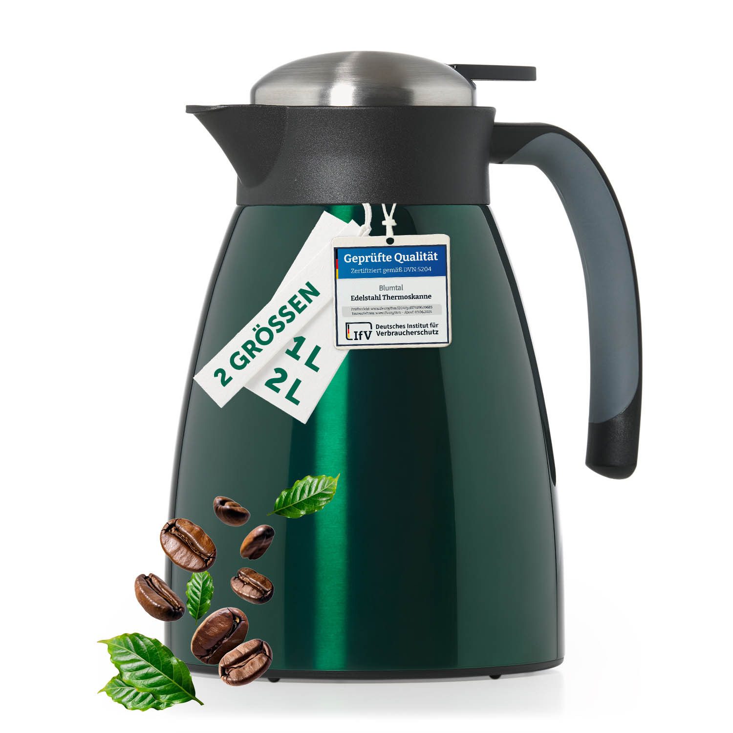Blumtal Isolierkanne Thermoskanne Carla - 1L Bruch- und auslaufsicher, 1 l, Quick Tip Verschluss, BPA-frei, hält Getränke stundenlang warm & kalt