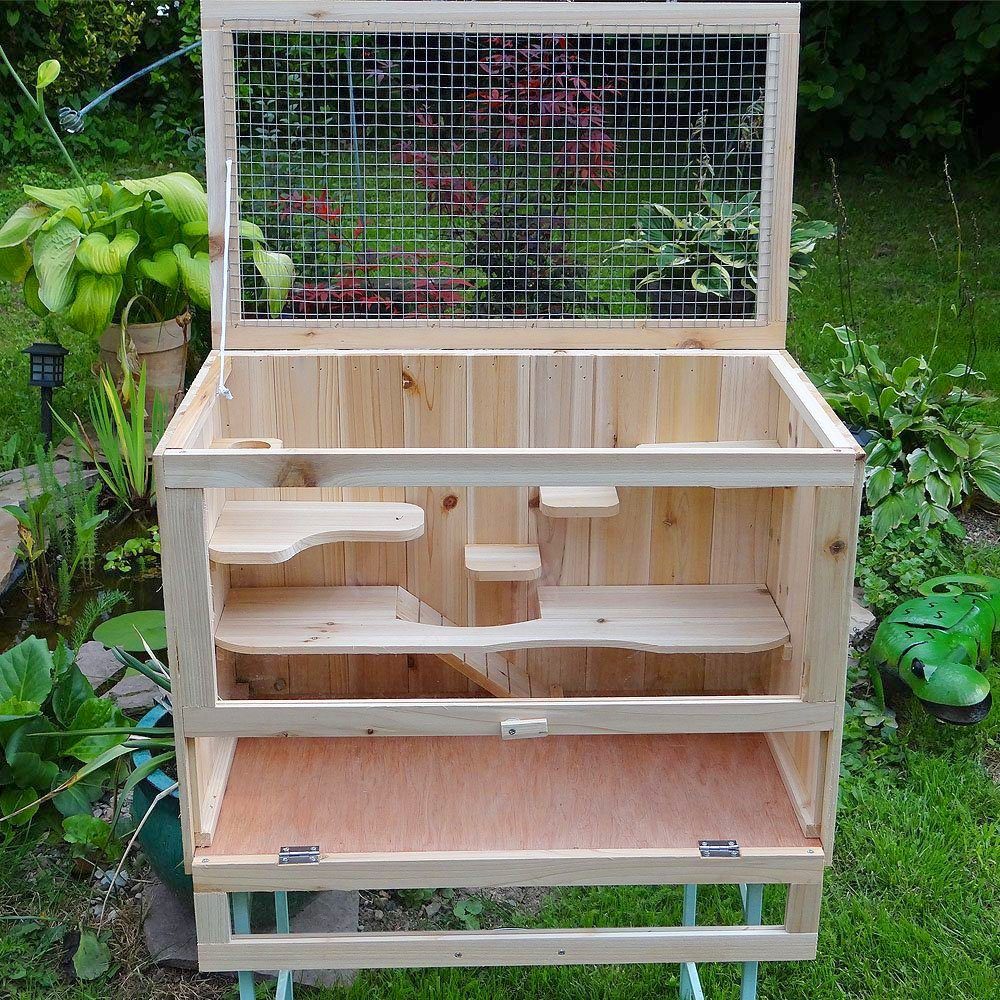 Mucola Kleintierkäfig Nagerkäfig Kleintierstall Mäusekäfig Holz Etagen Hamsterkäfig, 5 Etagen